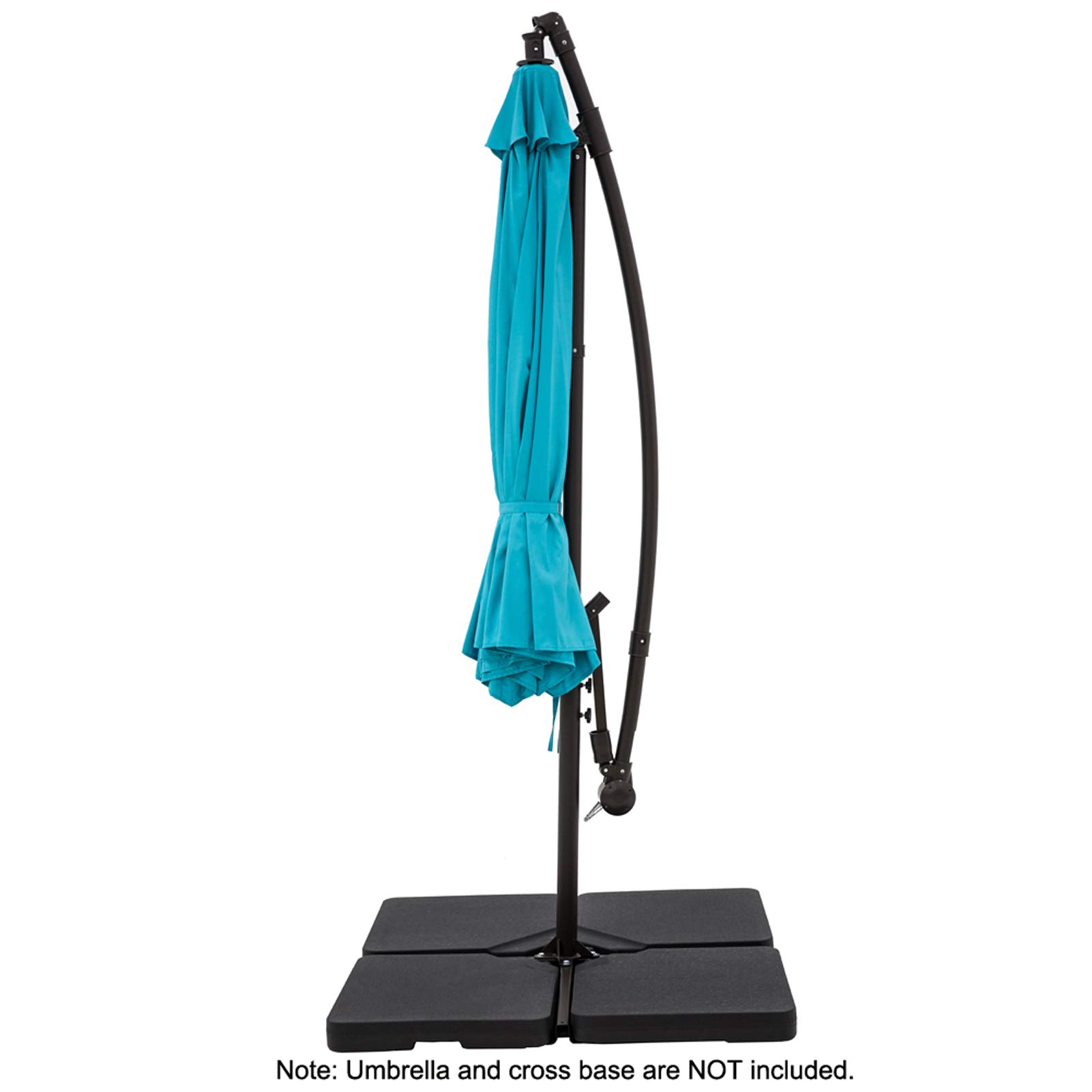 Heavy Duty 256 lb Base Weights Stand for Offset Cantilever Patio Umbrella - 4 Piece Black Set | Outdoor Garden, Poolside, Deck & Backyard Use
