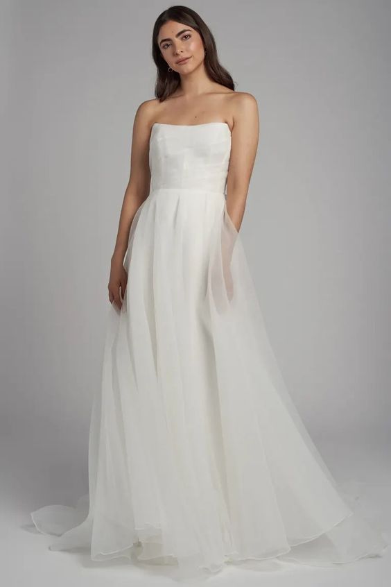 Jenny Yoo Bronte Wedding Gown - Elegant A-Line Bridal Dress for Church Ceremony & Romantic Beach Weddings