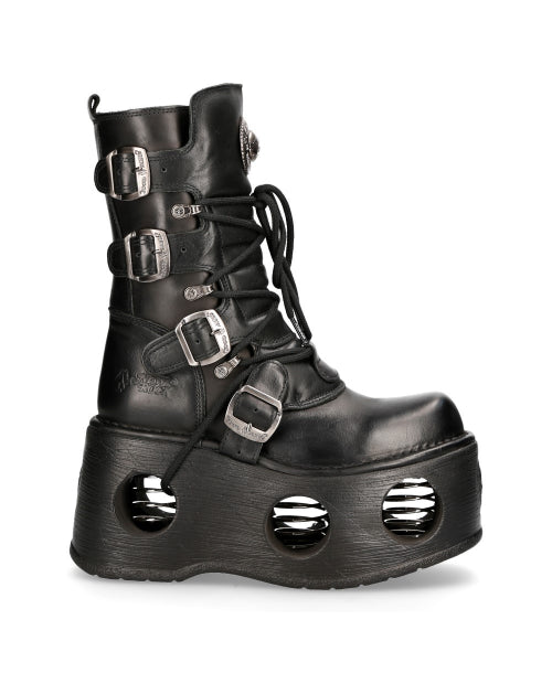 New Rock Metallic Boots M 373 S2 - Stylish Punk Gothic Combat Boots for Men & Women | Perfect for Concerts, Cosplay & Alternative Fashion