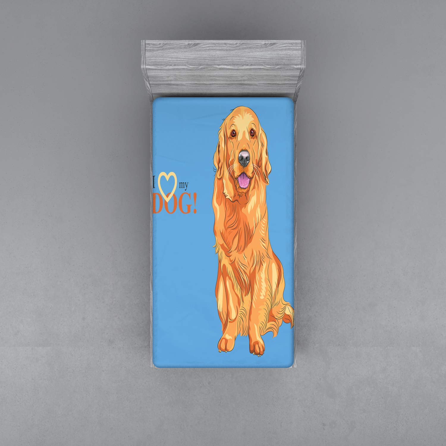 Ambesonne Golden Retriever Fitted Sheet - Twin Size, Dog Lovers Bedding for Cozy Sleep