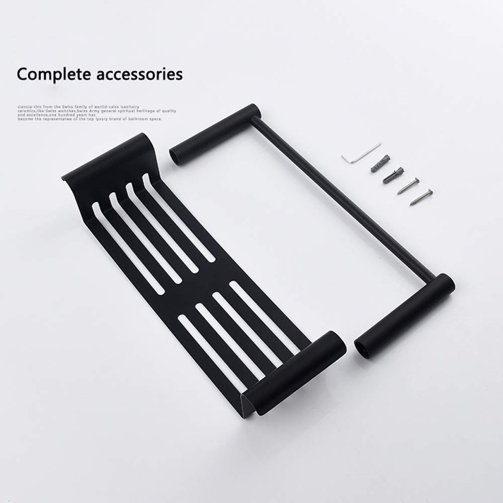 Black Stainless Steel Bathroom Shelf - Detachable Towel Rack for Kitchen & Bathroom, Toiletry Storage Organizer with Mirror Front, Perfect for Home Bathrooms & Toilet Storage (Ideal for Small Spaces & Apartment Living)