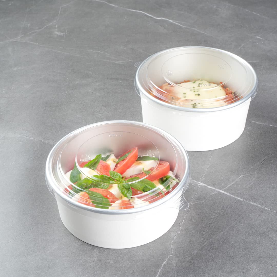 Disposable Clear Plastic Foil Lux Lids for 37oz & 42oz Takeout Containers - 200 Pack Lift Tab Food Container Lids (Containers Sold Separately) | Perfect for Restaurants, Catering & Food Delivery Services