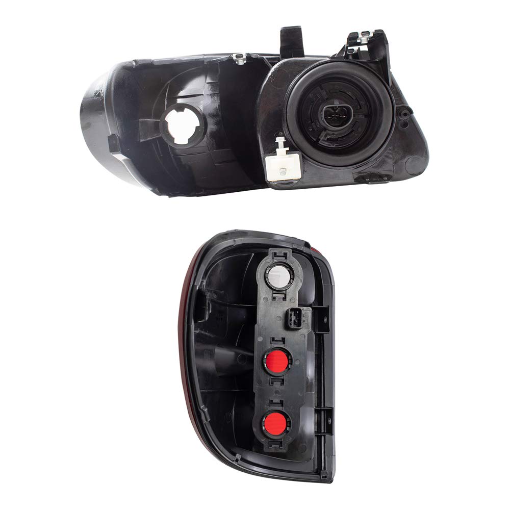 Brock Replacement Halogen Headlights and Tail Lights Set for 2001-2003 Dodge Caravan Chrysler Town & Country Plymouth Voyager - Enhanced Night Visibility & Safety Driving