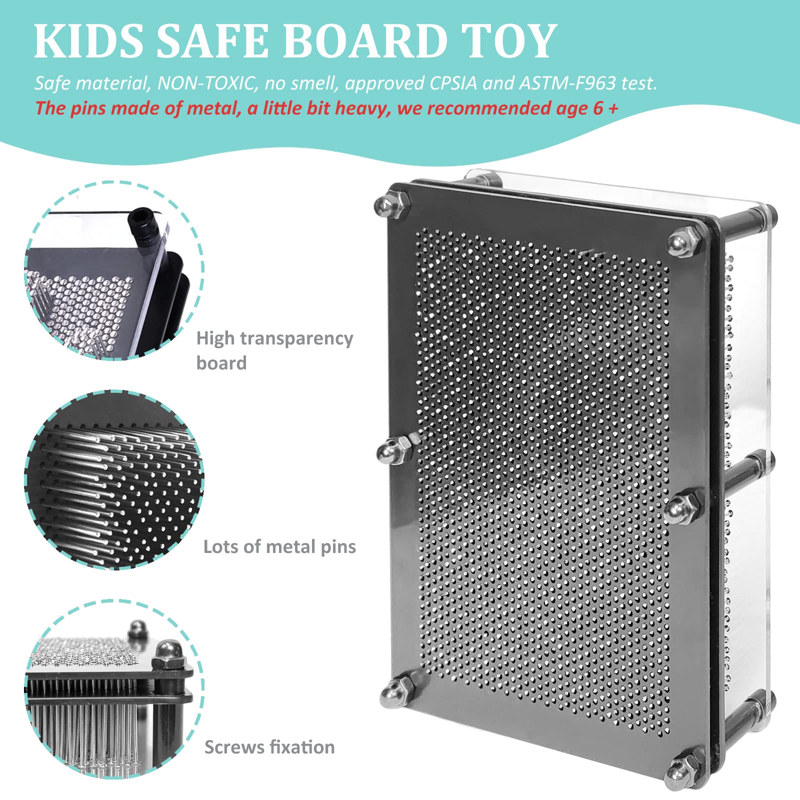 MICKYU 3D Metal Pin Art Board - Sensory Toy for Kids Ages 8-12, Autism Learning & Stress Relief Game, Creative Gift for Autistic Children - Perfect for Classroom, Therapy & Home Play Activities