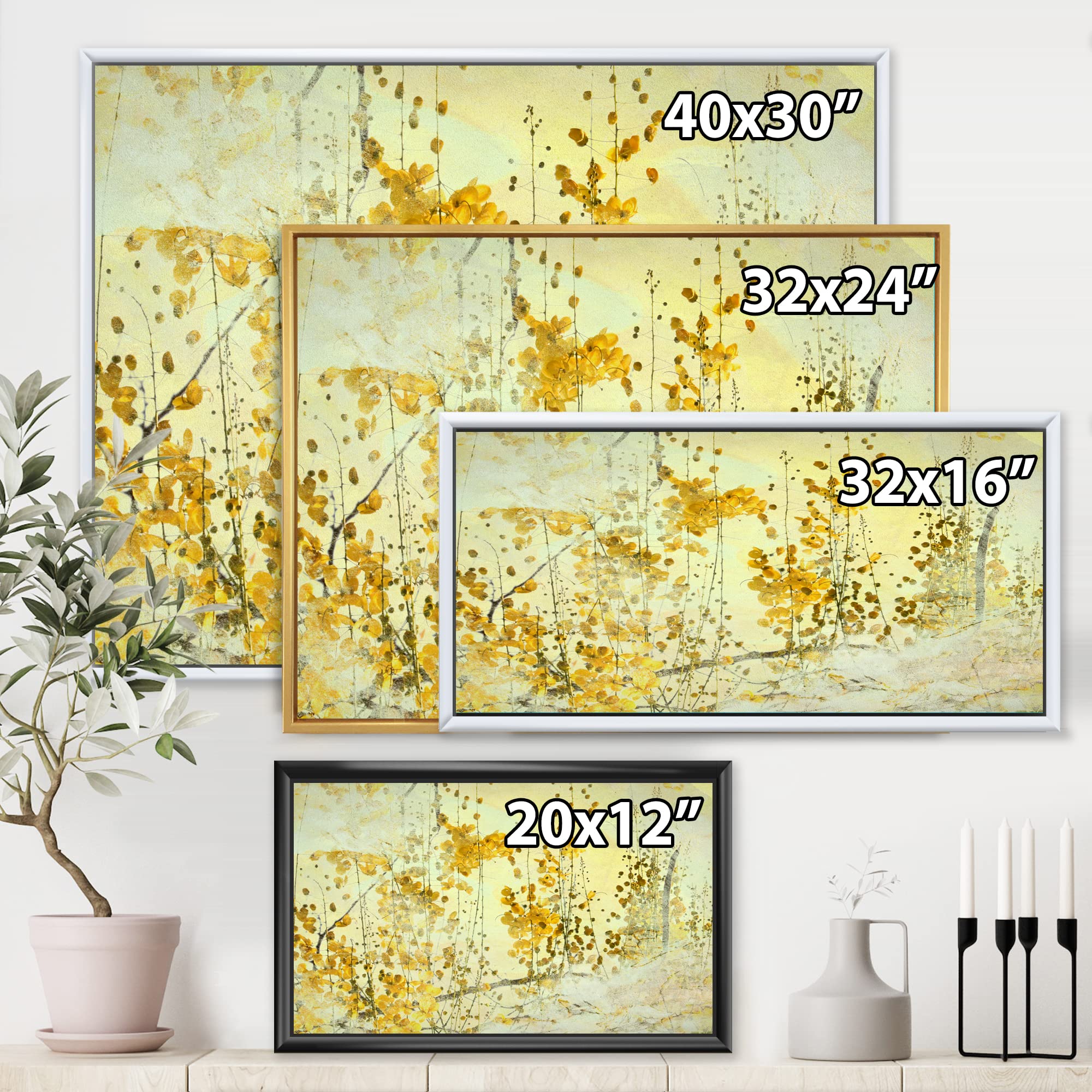 Yellow Flower Grunge Art Print - Modern Framed Canvas Wall Decor for Living Room, Bedroom & Office - Boho Chic Home Decor