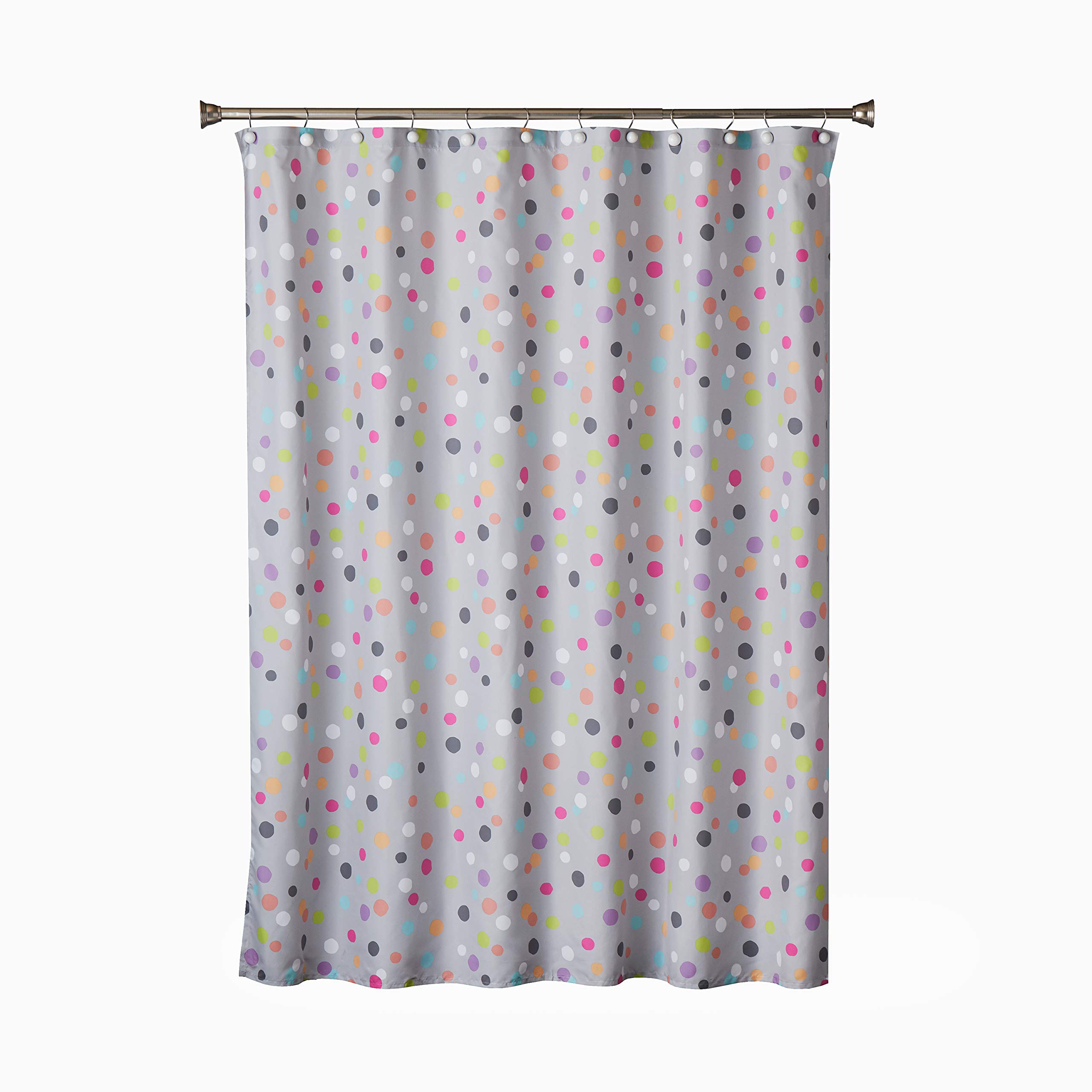 SKL Home Confetti Shower Curtain - Waterproof Polyester Bathroom Decor with Colorful Dots, Perfect for Kids, Teens & Modern Bathrooms - 72x72 Inches