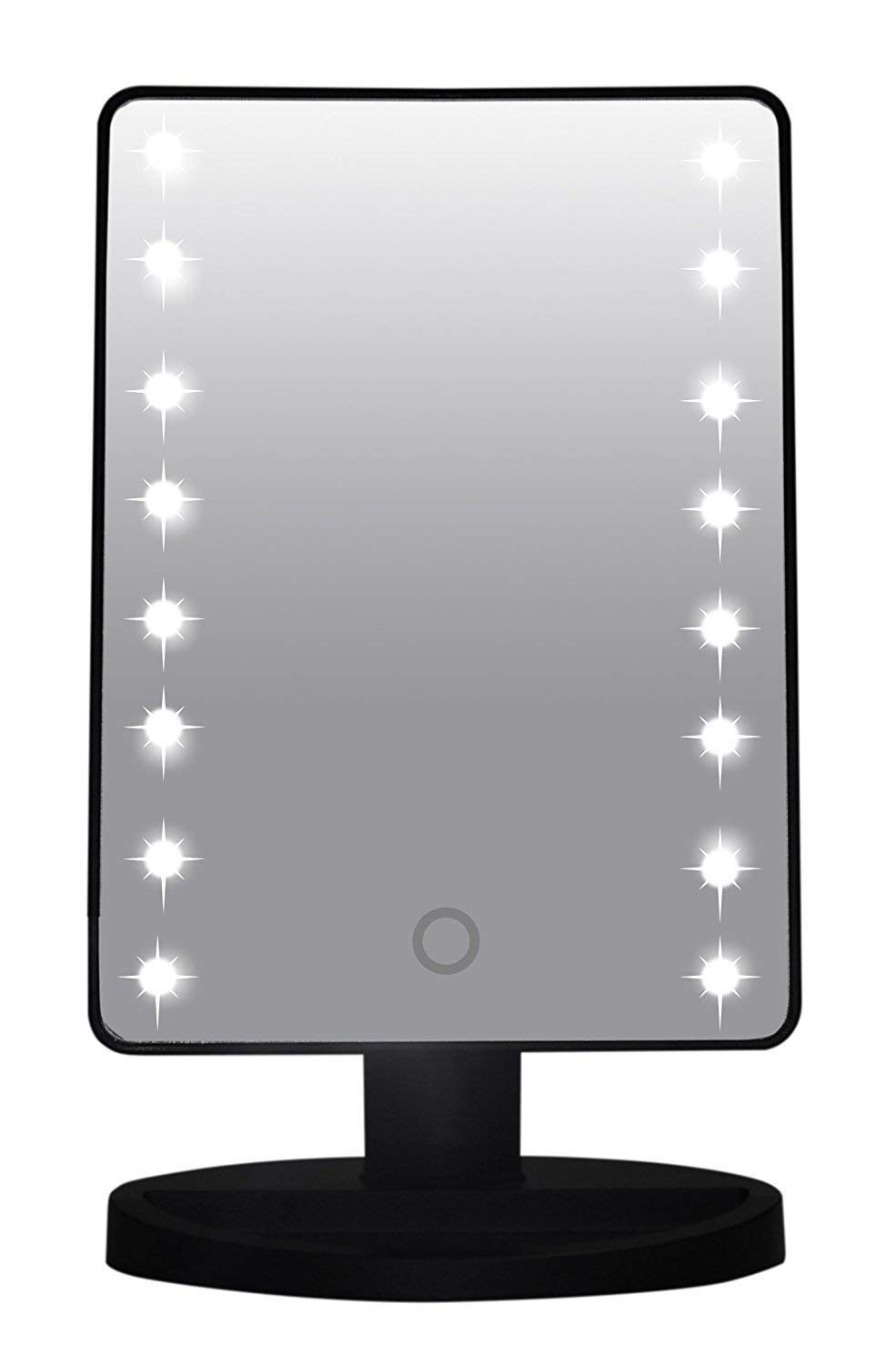 GION LED Makeup Mirror with Storage Tray - Touch Screen Vanity Mirror with Adjustable Brightness, Portable Tabletop Cosmetic Mirror for Home & Travel (Perfect for Bedroom, Bathroom & Dressing Room)