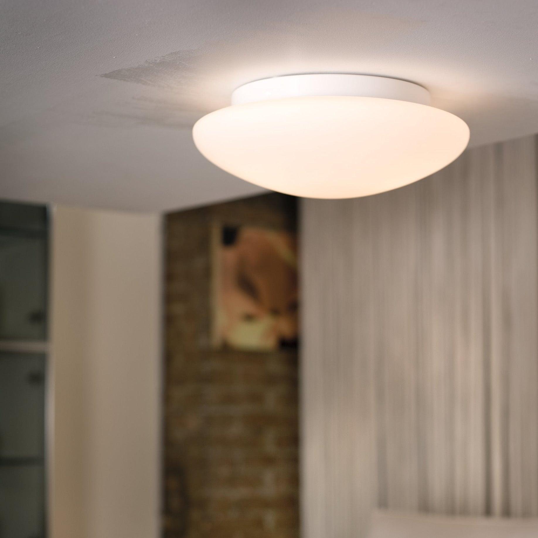 Eglo Ella White Opal Glass Flush Mount Ceiling Light Fixture - 20cm Modern LED Lighting for Bedroom, Kitchen, Hallway & Living Room