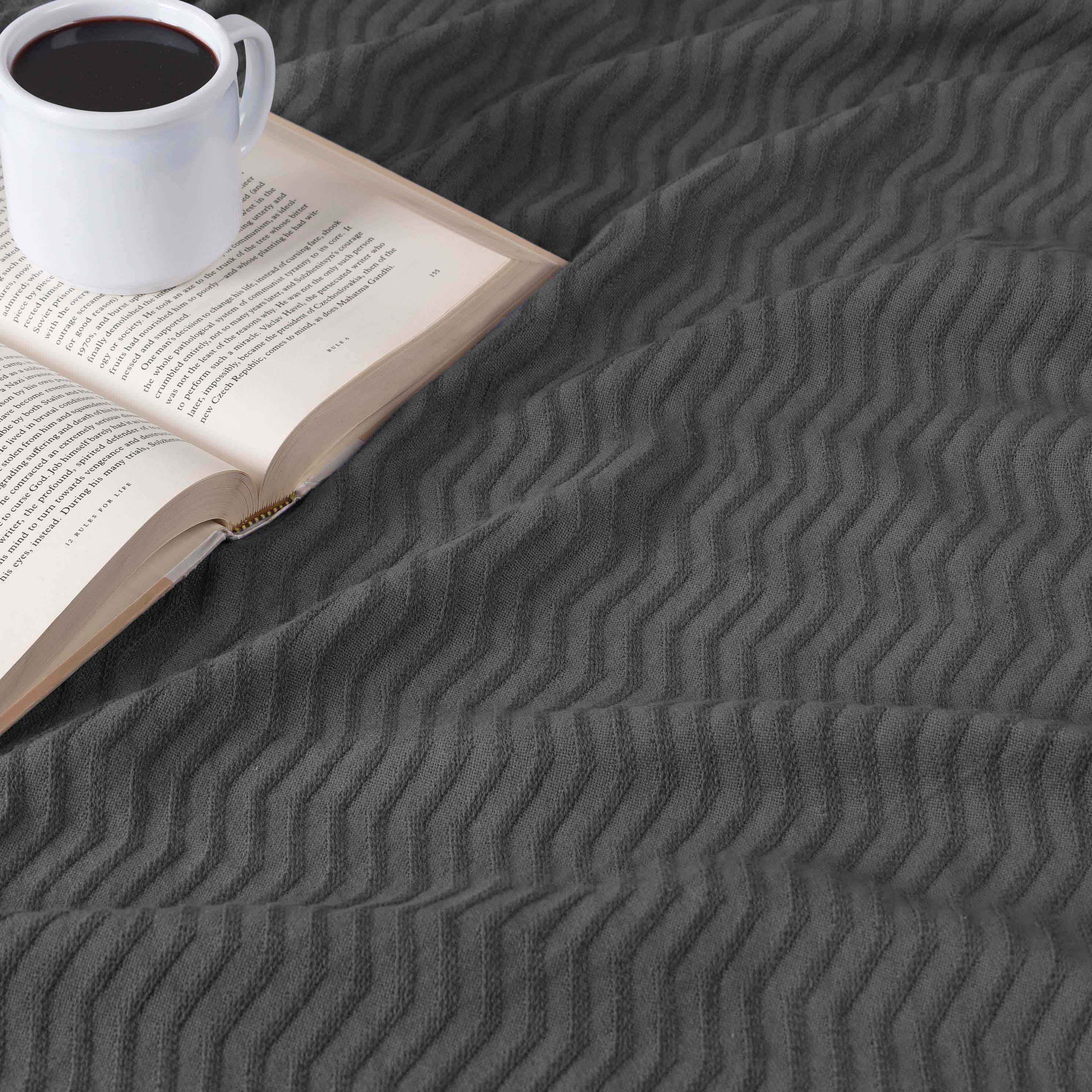 Jena Cotton Textured Chevron Lightweight Woven Blanket - Soft & Breathable Throw for Sofa, Bed & Outdoor Use - Cozy Home Decor & Picnic Essential