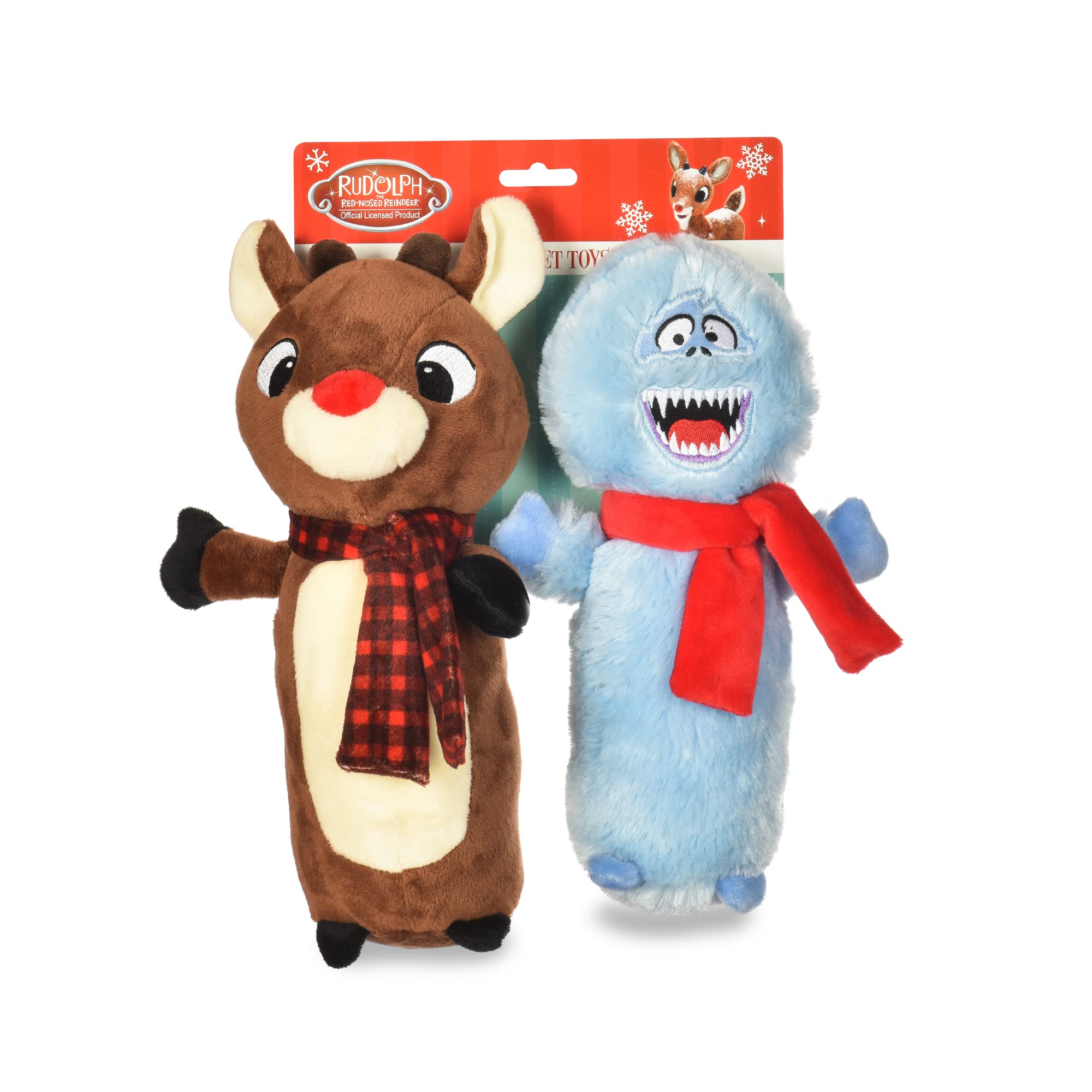 Rudolph The Red-Nosed Reindeer & Bumble Dog Toys Set - 2 Pack Squeaky Christmas Chew Toys for Large Dogs (12 Inch) | Durable Long-Lasting Playtime for Holiday Fun & Training