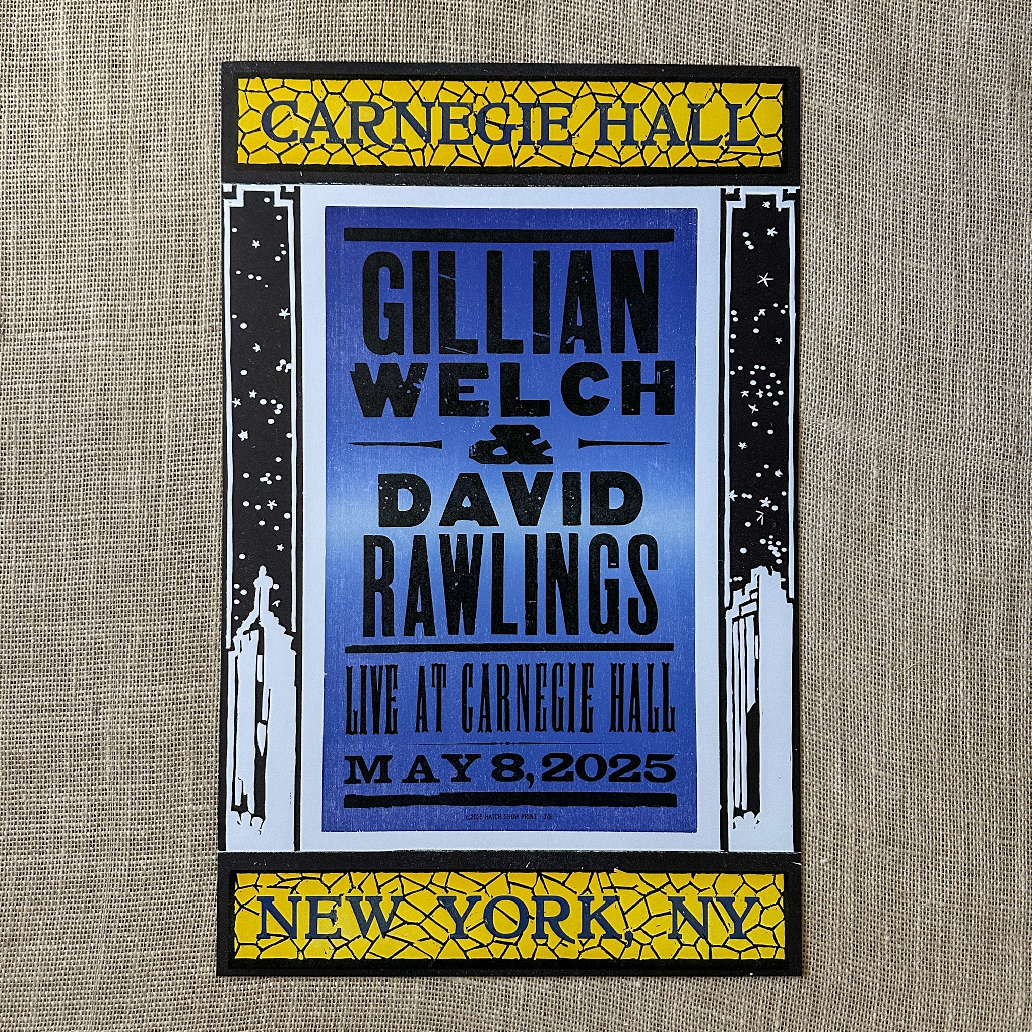 Gillian Welch and David Rawlings Concert Poster - May 8, 2025 at Stern Auditorium / Perelman Stage - Vintage Music Memorabilia for Fans & Home Decor