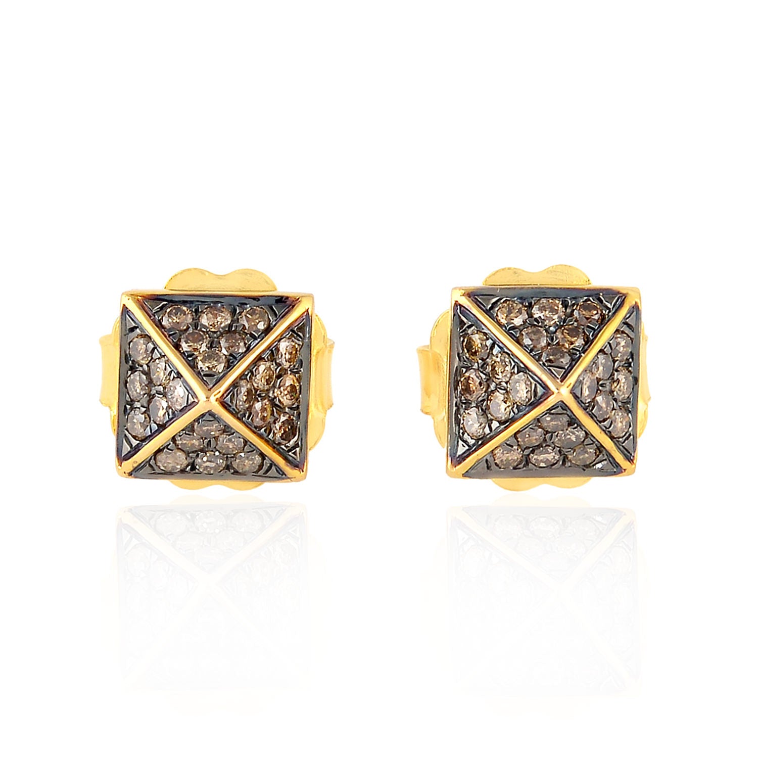 Champion 18K Yellow Gold Natural Diamond Spike Stud Earrings for Women – Perfect for Everyday Wear, Parties & Special Occasions