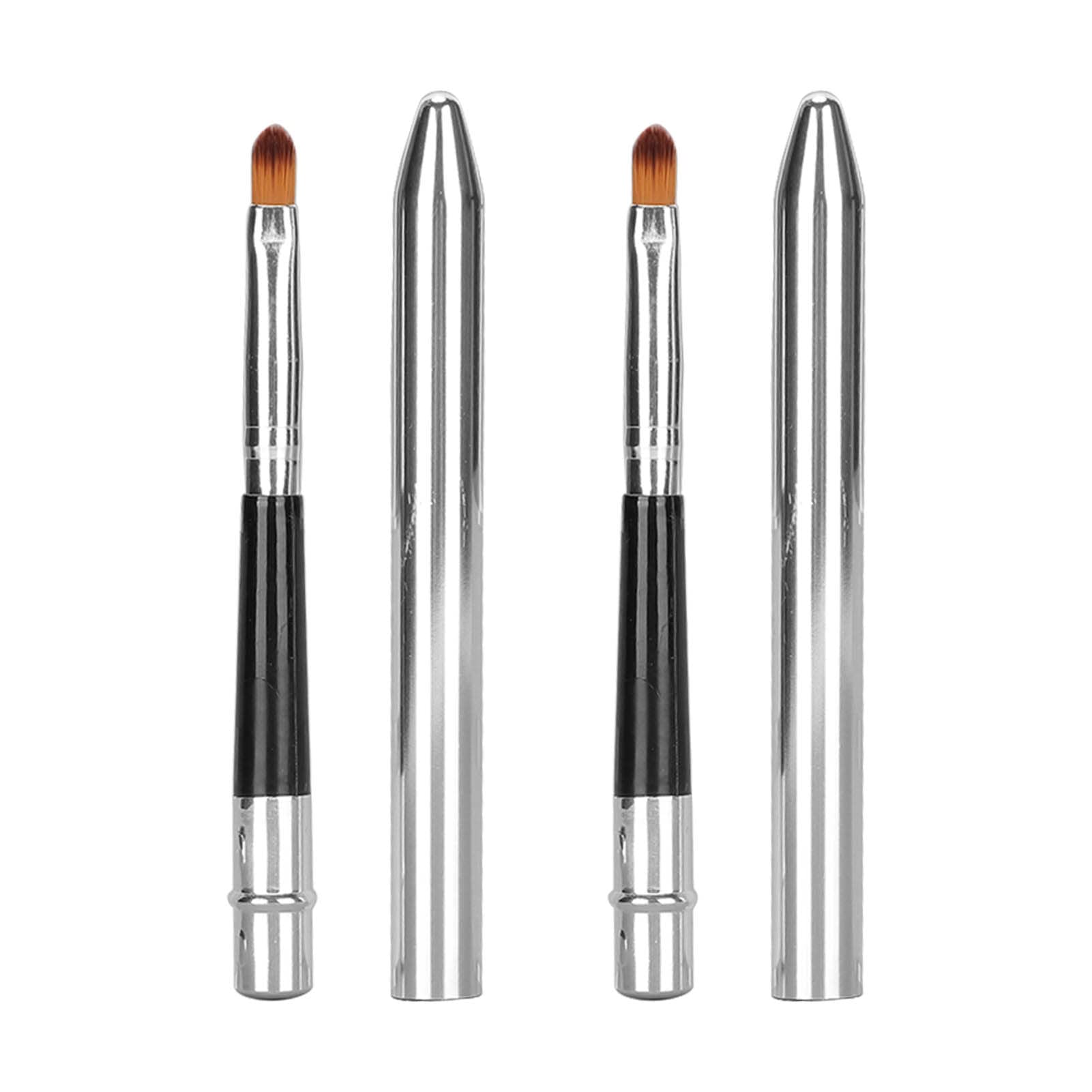 ANKROYU 2-Piece Retractable Lipstick Brush Set - Ergonomic Sealing Design, Small Aluminum Tube with Easy-Clean Single Head - Perfect for Makeup Application & Travel