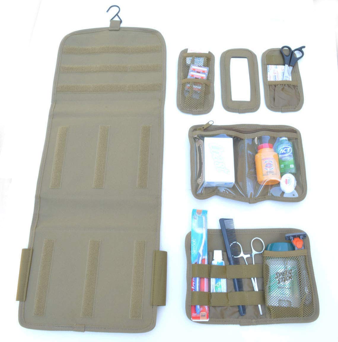 Tactical MOLLE Toiletry Bag for Camping & Travel - Military Grade Wash Kit with Durable TAN Color - Perfect for Outdoor Adventures, Hiking & Survival Gear Organization