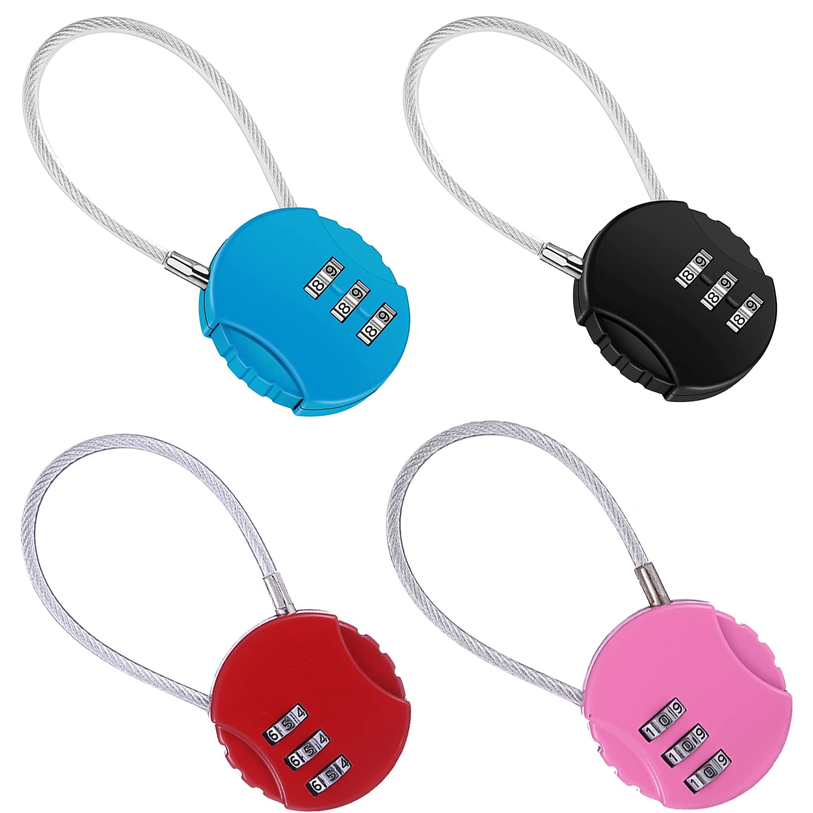 4-Pack 3-Digit Combination Locks - Secure Travel Luggage Locks for Suitcases, School Bags, Lockers & Cabinets | Adjustable Small Padlocks Ideal for Travel, Office & Home Security