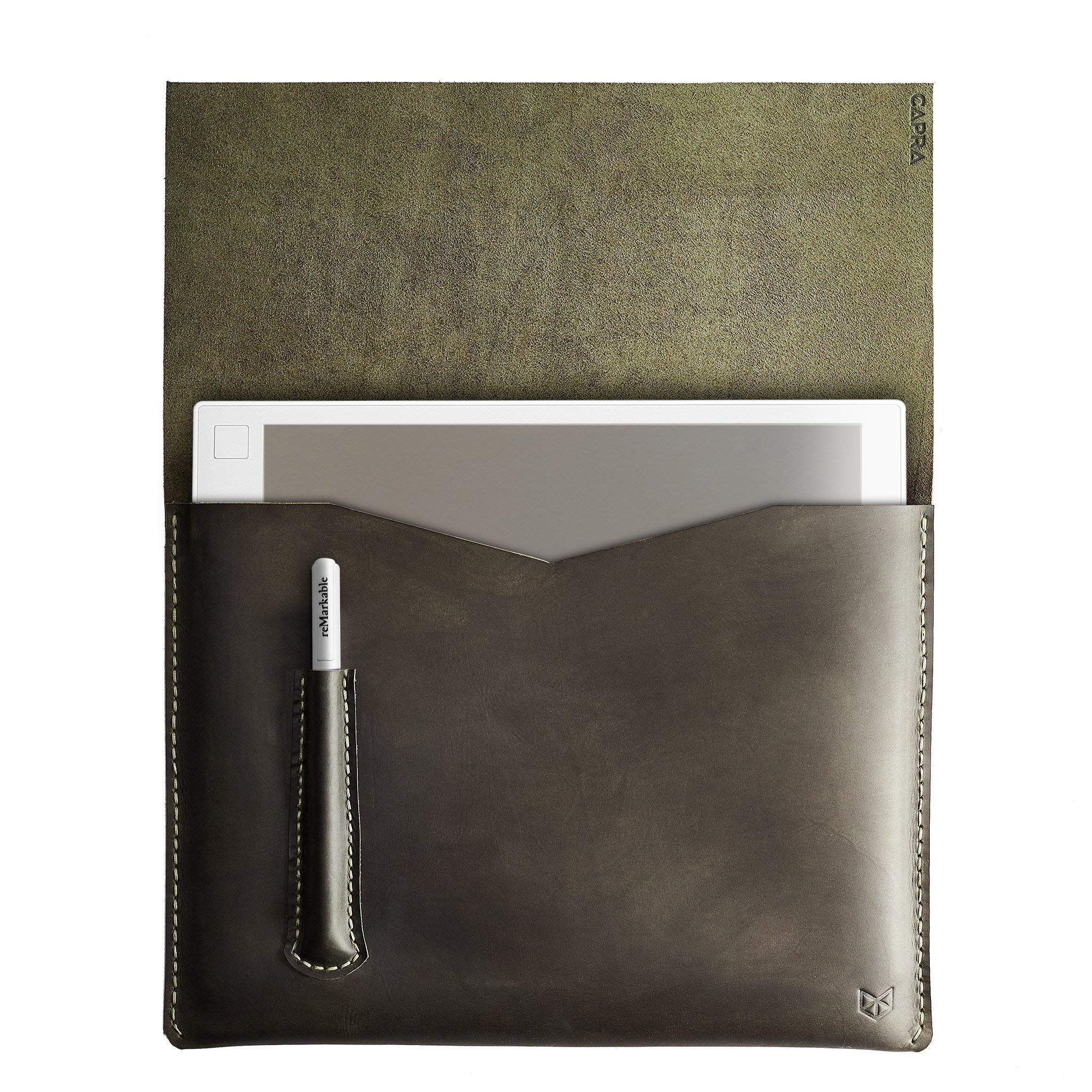 Premium reMarkable 2 Tablet Case for Men - Green Leather E-Reader Folio Cover with Marker Holder | Handmade Protective Sleeve for Digital Paper | Perfect Gift for Tech Enthusiasts & Business Professionals | Ideal for Office, Travel & Note-Taking