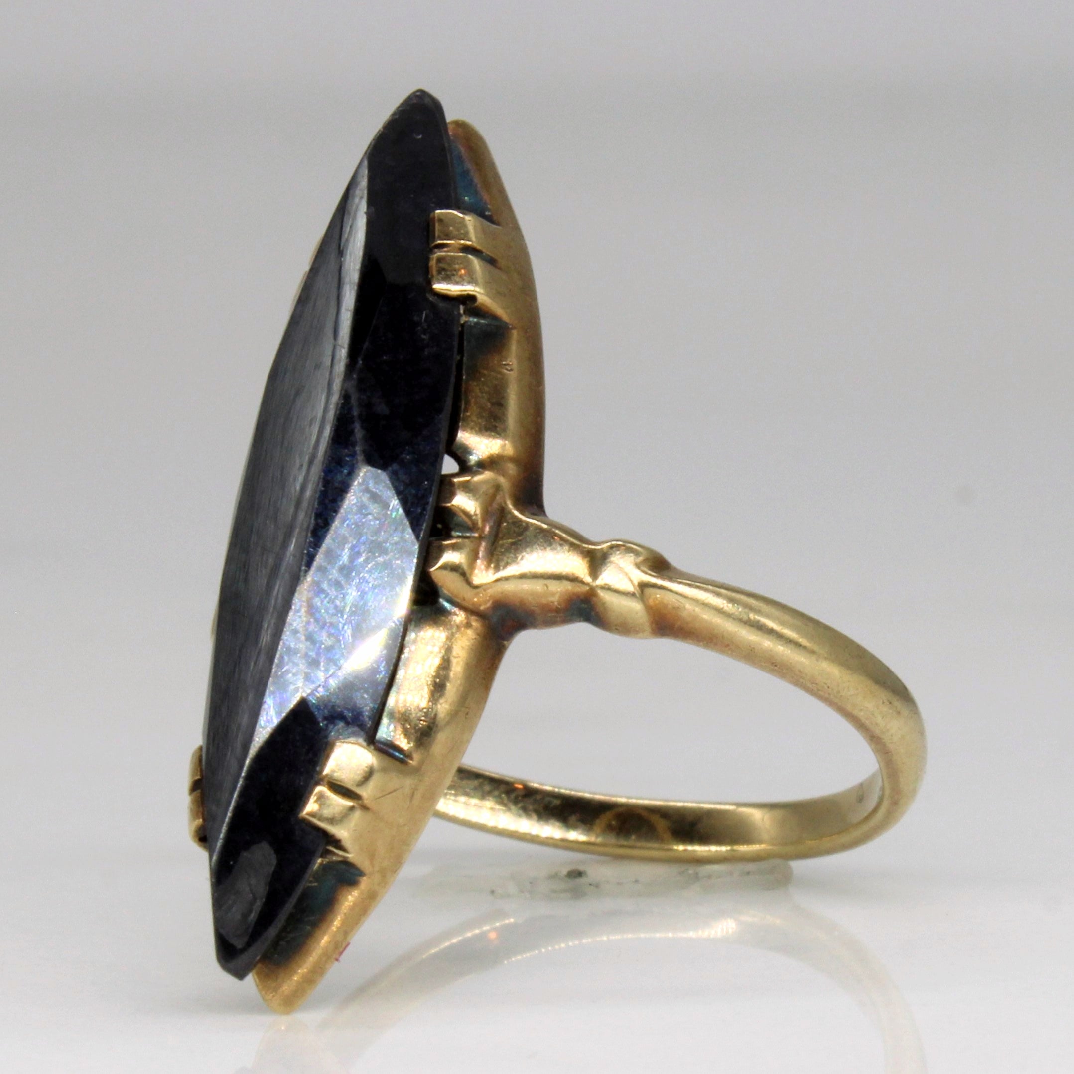 5.90ct Hematite Navette Ring Size 7 | Elegant Gemstone Jewelry for Women | Perfect for Evening Wear, Weddings & Special Occasions