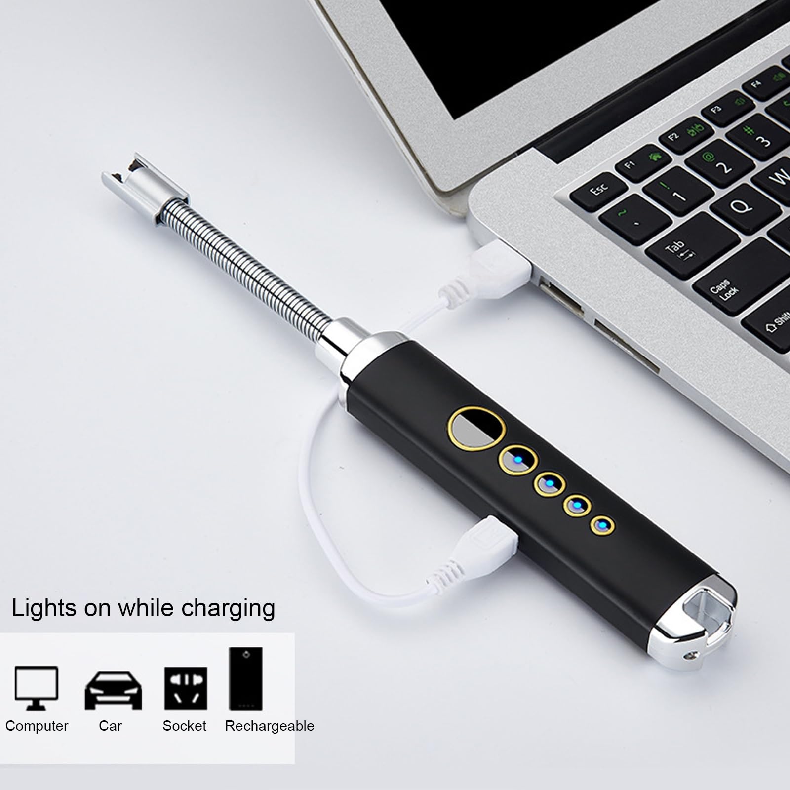 USB Rechargeable Arc Candle Lighter - Safe Kitchen Gas Stove Lighter with Pulse Ignition & Safety Switch (Silver) | Perfect for Candles, Fireplaces, BBQs & Camping