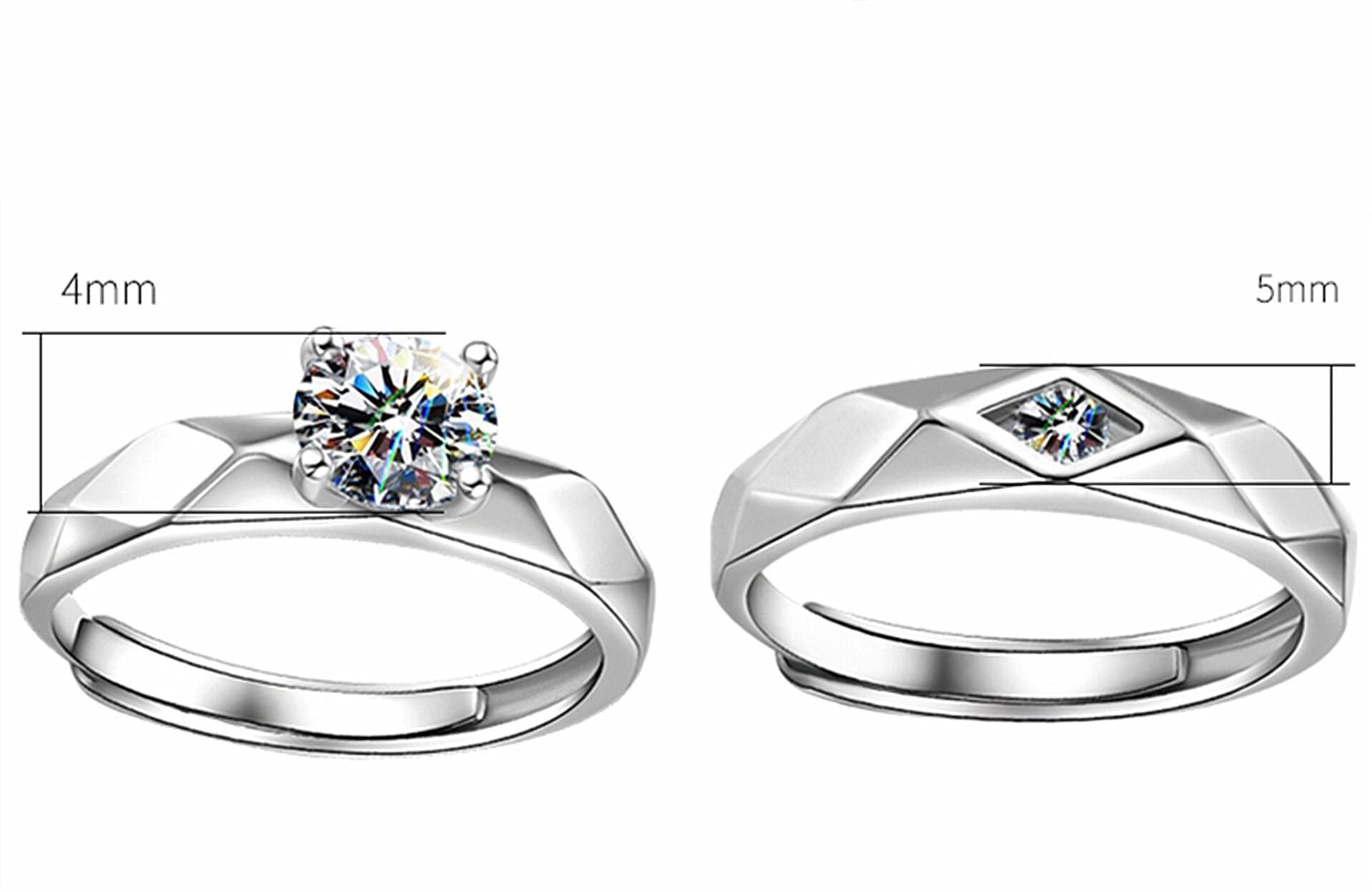 Elegant Crystal Heart Adjustable Ring for Women & Men - Silver Plated Couple Ring - Valentine's Day Gift for Wife, Girlfriend, Boyfriend - Perfect for Anniversaries, Engagements, and Romantic Occasions
