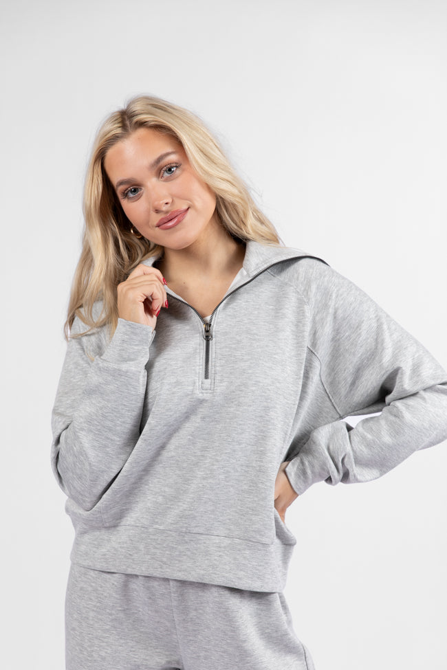 Heather Grey Quarter Zip Knit Pullover for Women & Men | Soft Casual Sweater | Perfect for Fall, Winter & Outdoor Activities
