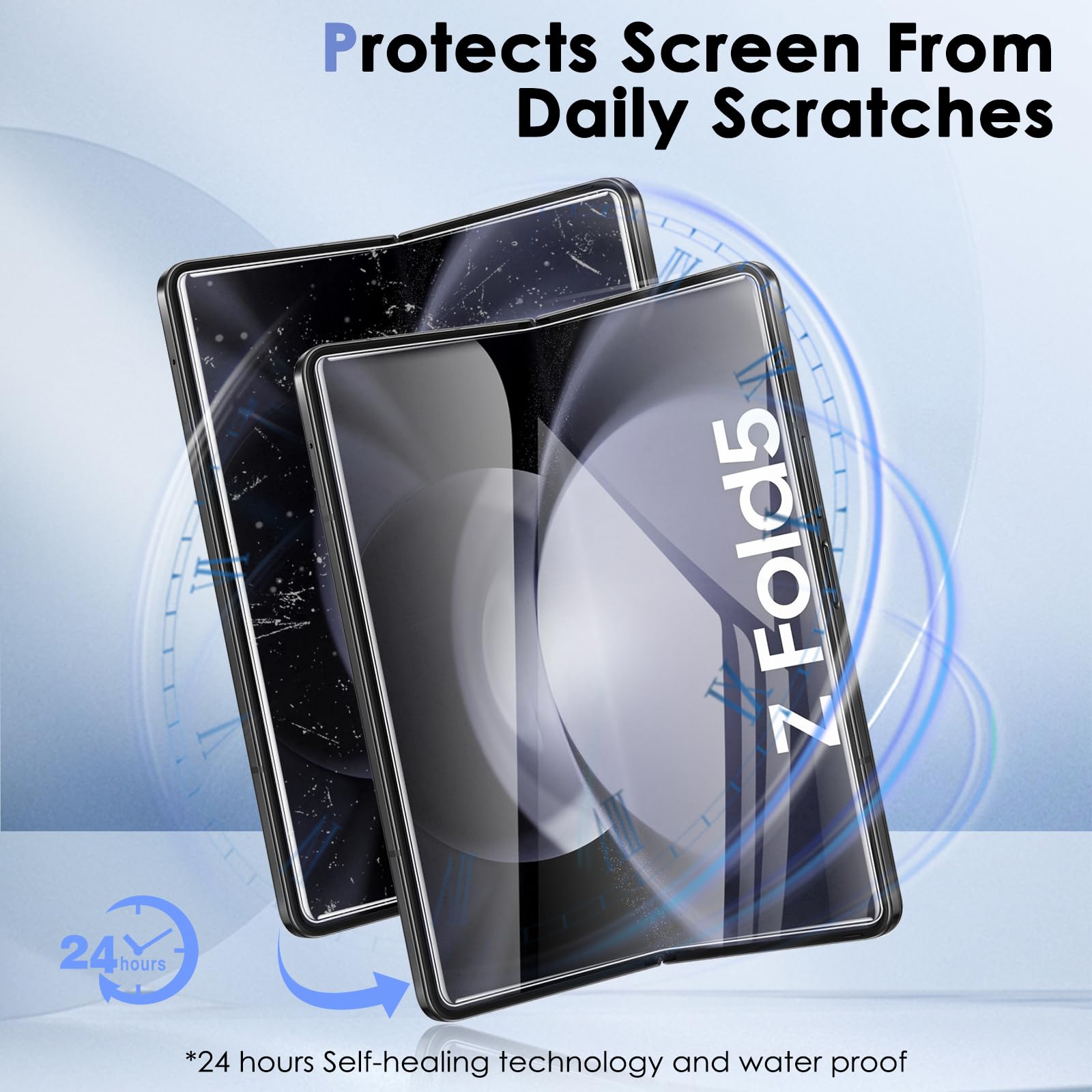 6 Pack Samsung Galaxy Z Fold 5 Screen Protector Set - Tempered Glass Front Screen Protector + Inner TPU Film + Camera Lens Protector | Anti-Scratch, Bubble-Free | Perfect for Work, Travel & Everyday Protection
