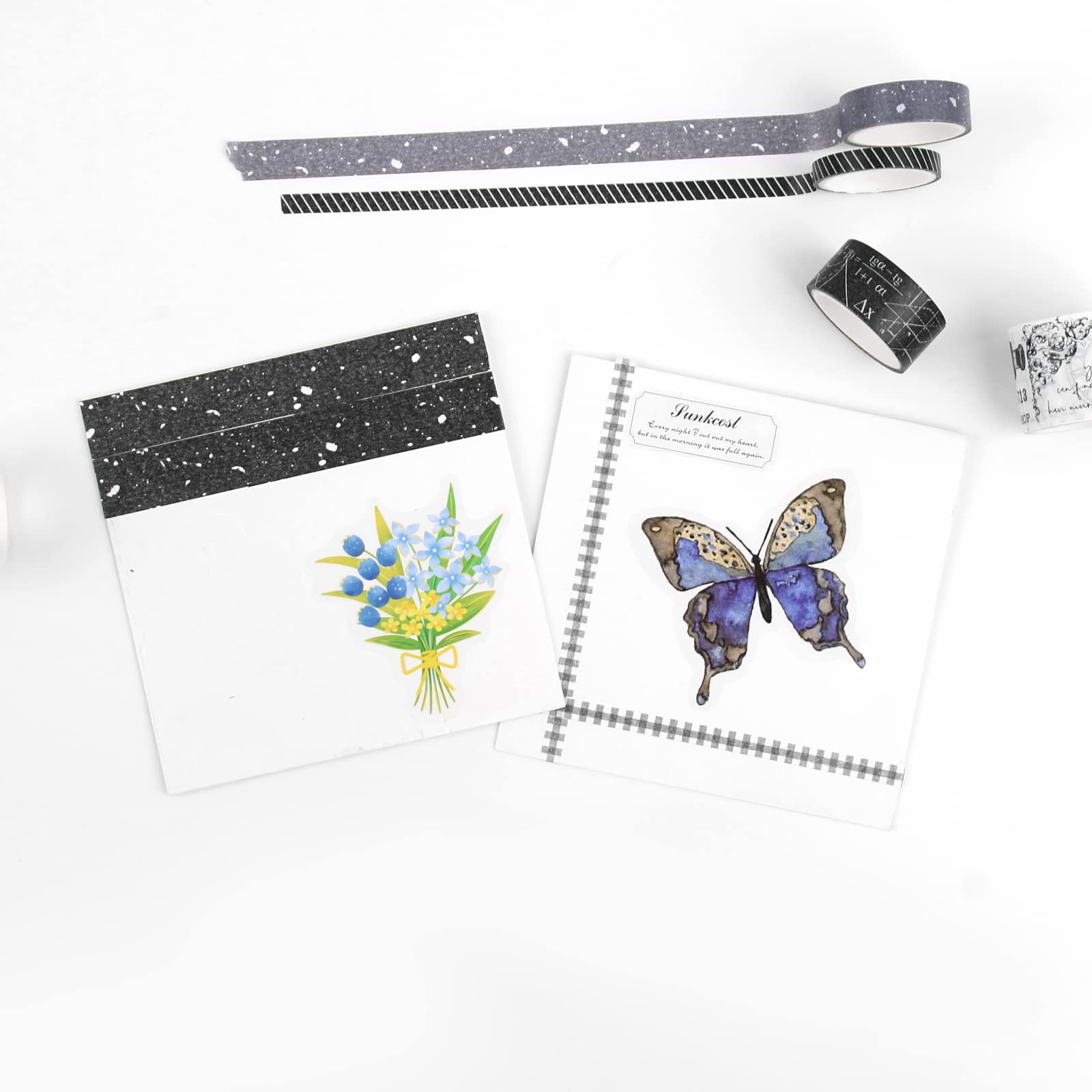 Gothic Aesthetic Black and White Washi Tape Set - 20 Rolls Japanese Decorative Tape for Scrapbooking, Journaling, Planner & DIY Crafts - Perfect for Bullet Journals, Gift Wrapping & Home Decor
