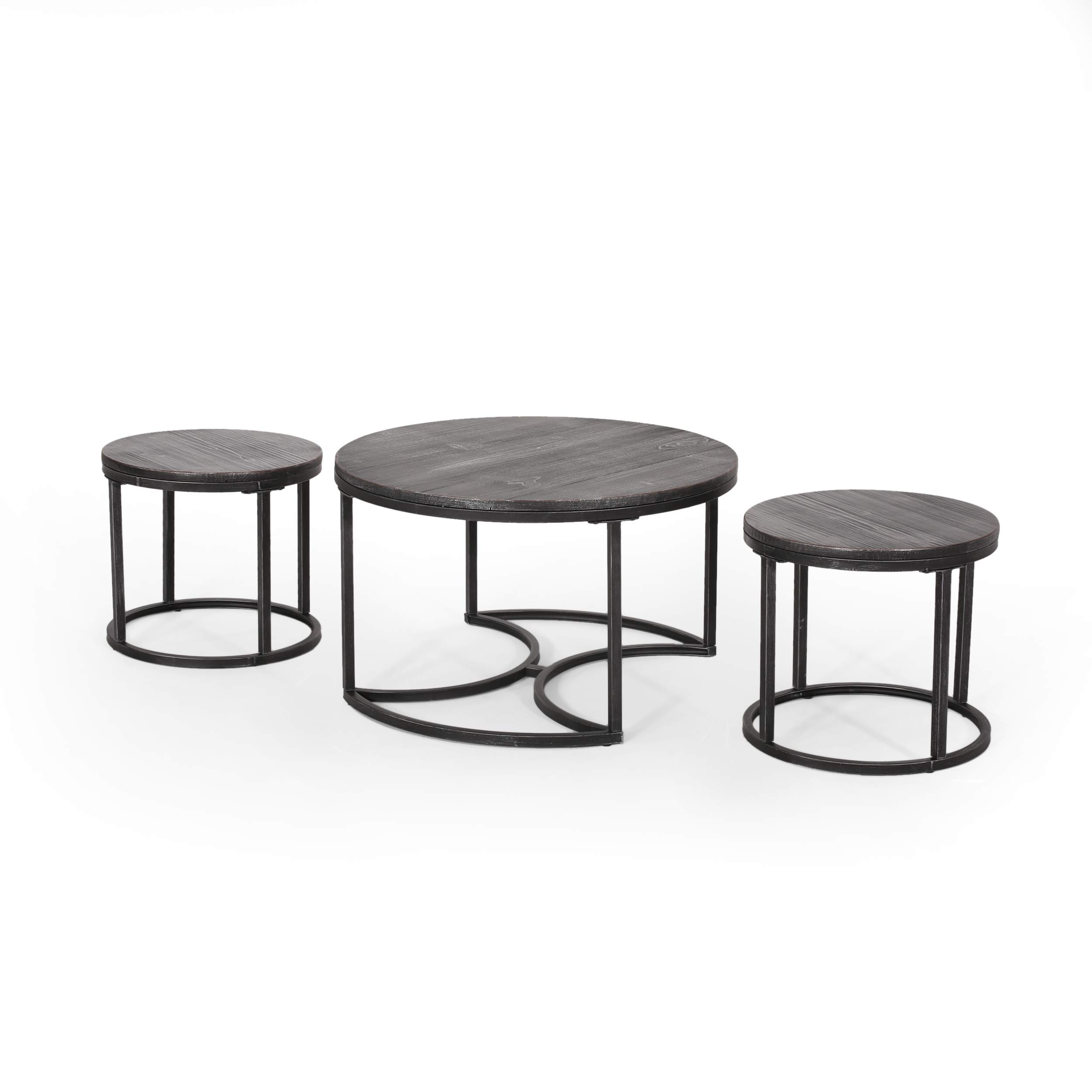 Christopher Knight Home Roberta Coffee Table Set - Modern Gray & Pewter Finish - Perfect for Living Room, Lounge, or Office Decor