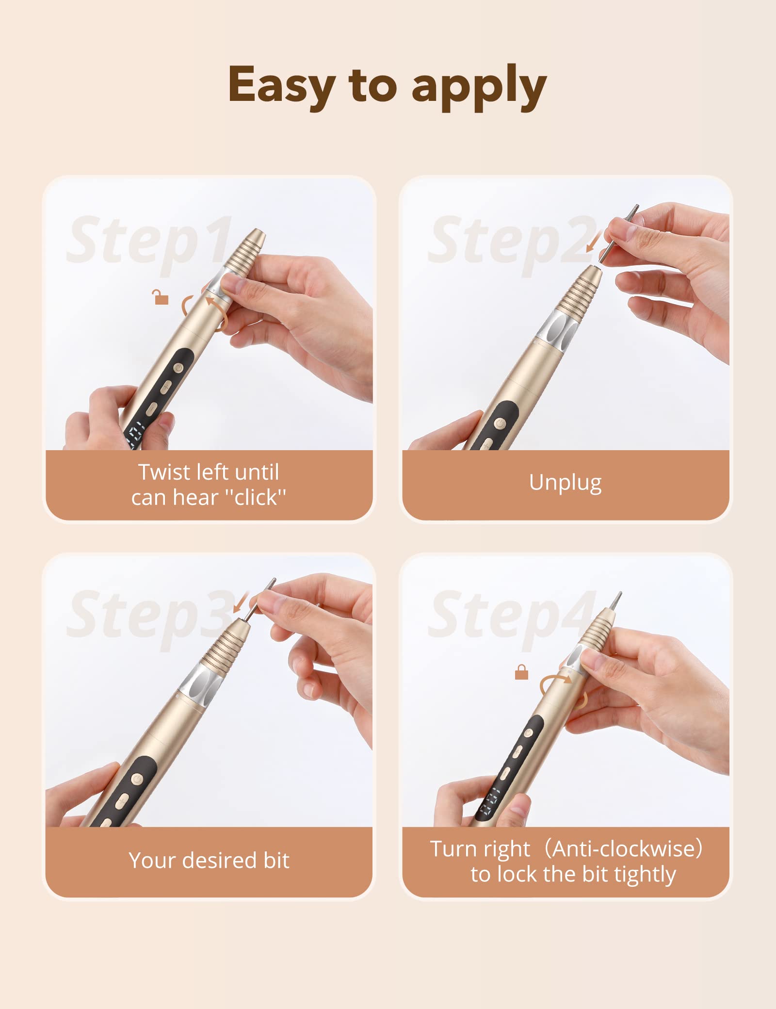 Professional Cordless Nail Drill for Acrylic & Gel Nails - 30000 RPM Rechargeable Electric Nail File for Manicure, Pedicure & Polish Shaping - Portable Nail Filing Machine for Home & Salon Use - Perfect for DIY Nail Care & Professional Nail Art