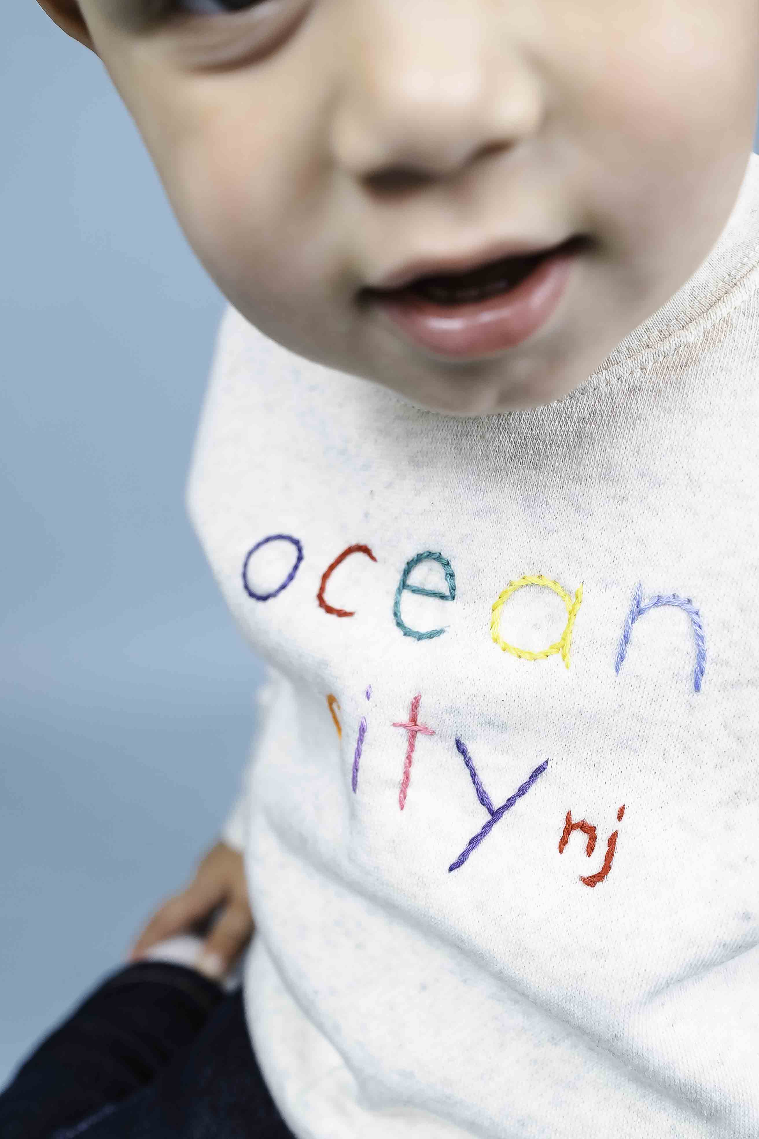OCNJ Embroidered Cream Sweatshirt for Toddlers - Unisex Pullover Hoodie for Boys & Girls - Perfect for Beach Trips & Casual Outings