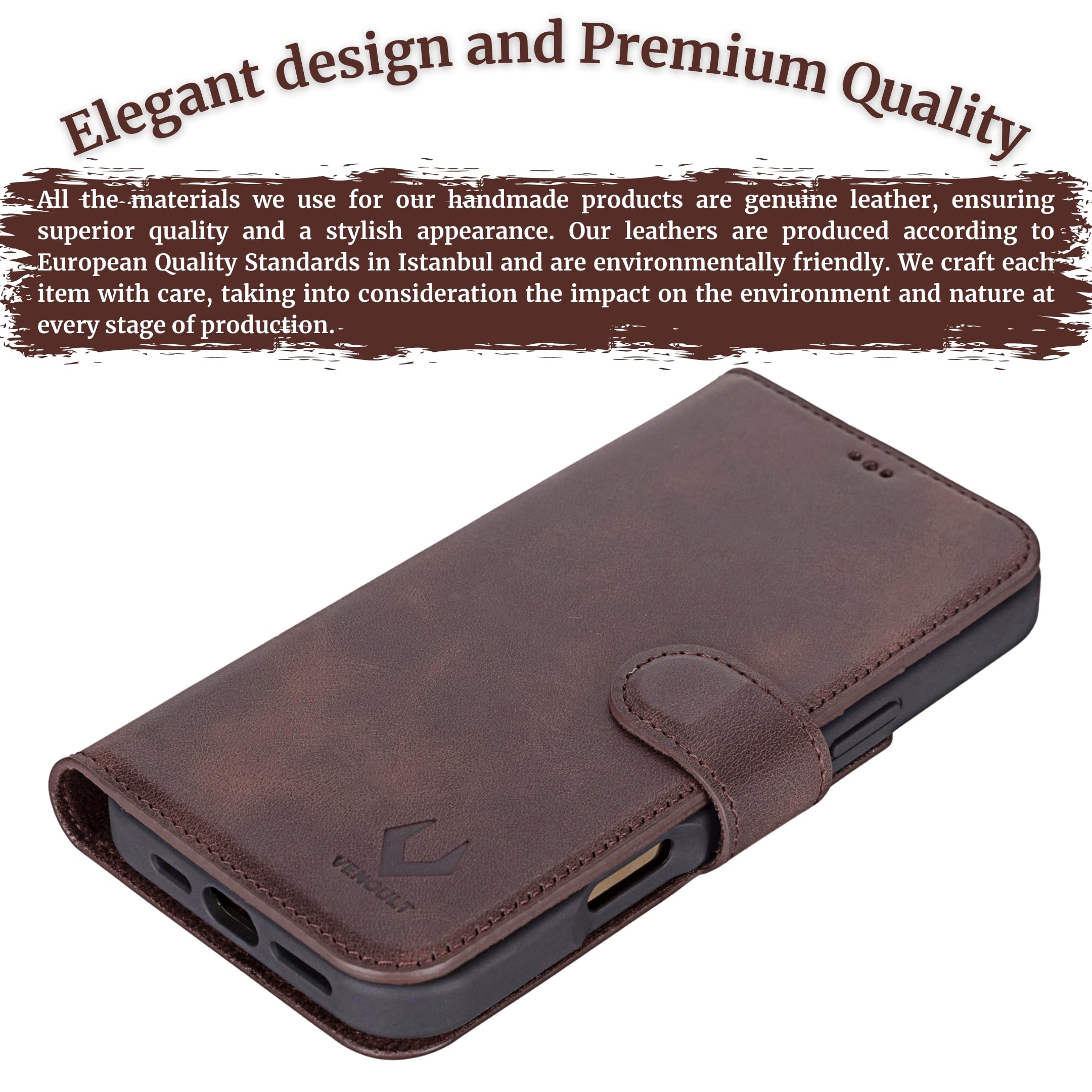 VENOULT Genuine Leather Wallet Case for iPhone 16 Pro MAX 6.9