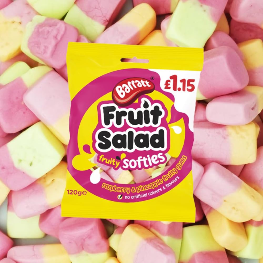 Barratt Fruit Salad Softies Candy - 2 Pack (120g) - Chewy Fruity Sweets for Kids, Parties & Snacks