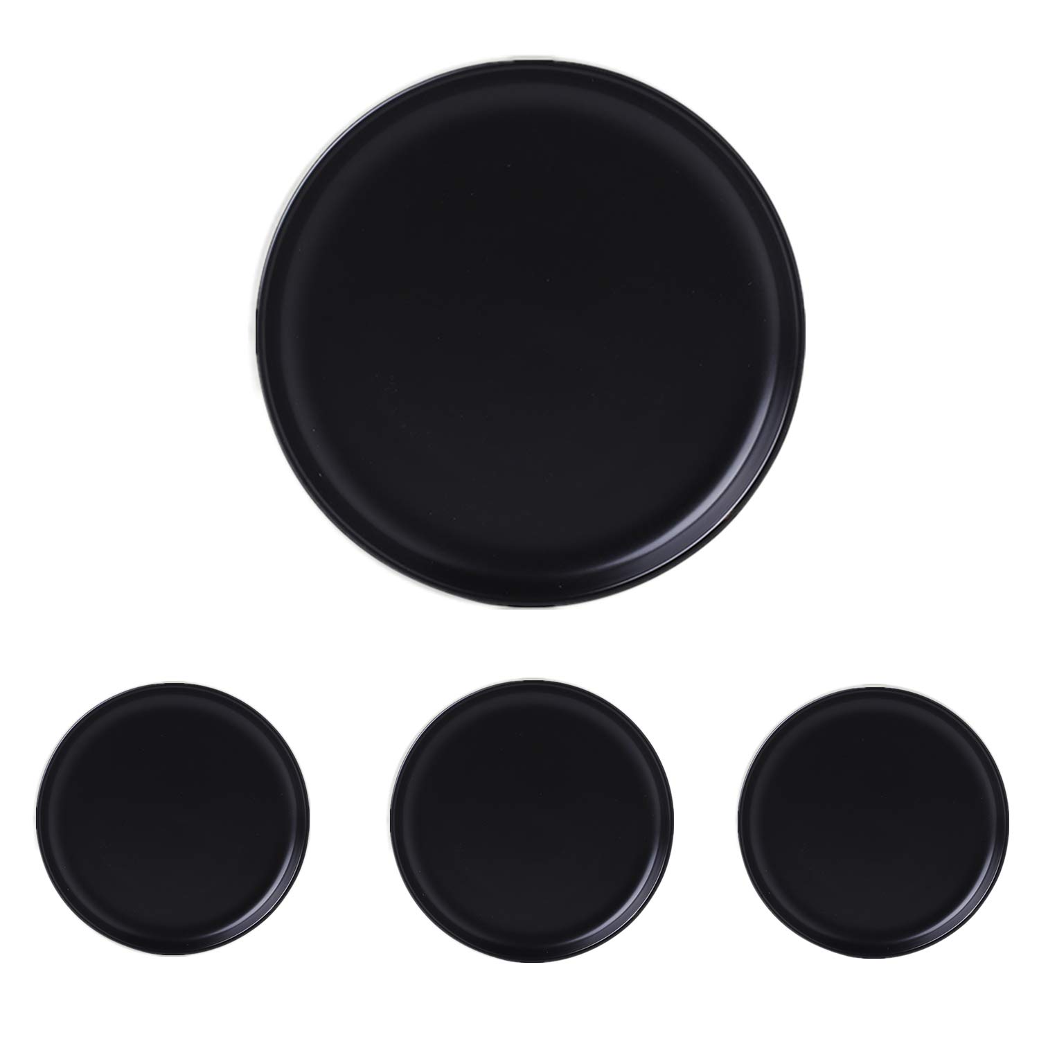 Matte Ceramic Appetizer Plates 6 Inch - Set of 4 Small Mini Dessert Plates, Microwave & Oven Safe - Perfect for Snacks, Bread, Butter, Pie, Cake & Cat Dishes (Black) - Ideal for Dinner Parties, Tea Time & Pet Feeding