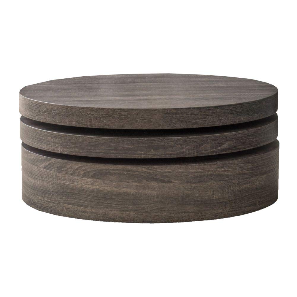 Christopher Knight Home CKH Small Oval Modern Rotating Coffee Table in Black - Perfect for Living Room, Office & Small Spaces