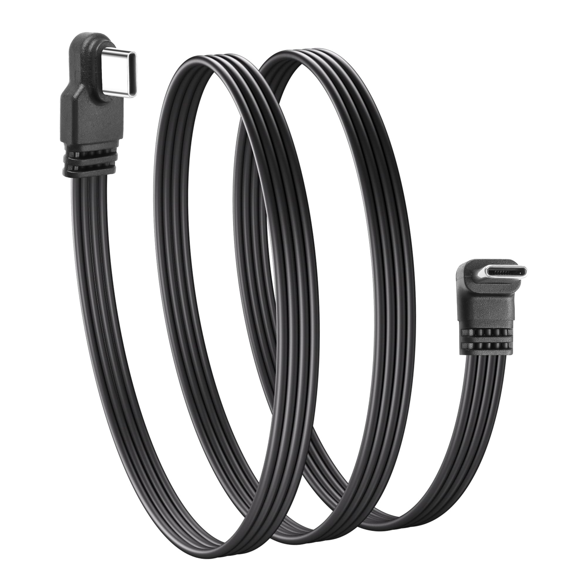 90 Degree Right Angle USB Type C Cable - 2.0 Flat Charging Cord with 480Mbps Data Transfer | Short USB-C to USB-C Extension (50cm/1.6ft) | Perfect for Laptops, Tablets, Phones & USB-C Hubs | Home, Office & Travel Charging Solution
