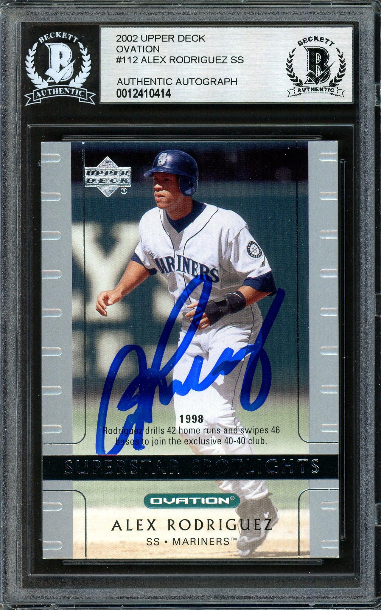 Alex Rodriguez Autographed 2002 Upper Deck Ovation Baseball Card #112 - Texas Rangers - Beckett BAS #12410414 - Perfect for Sports Memorabilia Collectors & MLB Fans