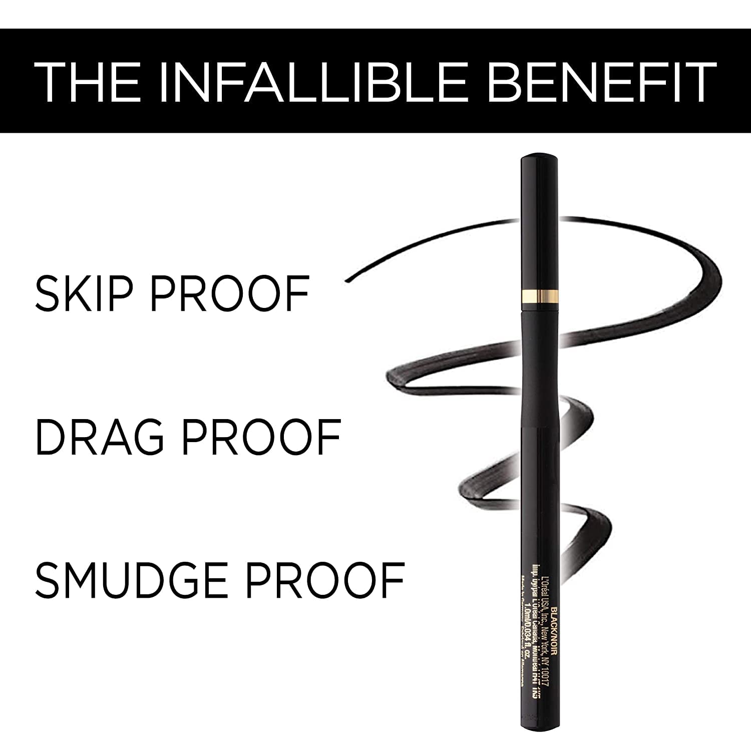 Black Smudge-Proof Mascara - Long Lasting Volumizing Waterproof Mascara with Eyeliner | Dramatic Eye Makeup Kit for Day & Night Wear