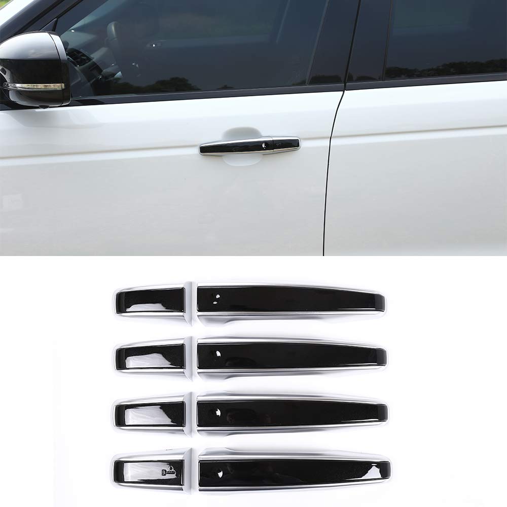 4 Colors Chrome Replacement Car External Door Handle Cover Trim 8pcs for Land Rover Range Rover Evoque/Sport/Vogue & Discovery Sport/5 LHD (Black+Silver) - Durable Exterior Accessory for Enhanced Vehicle Style & Protection