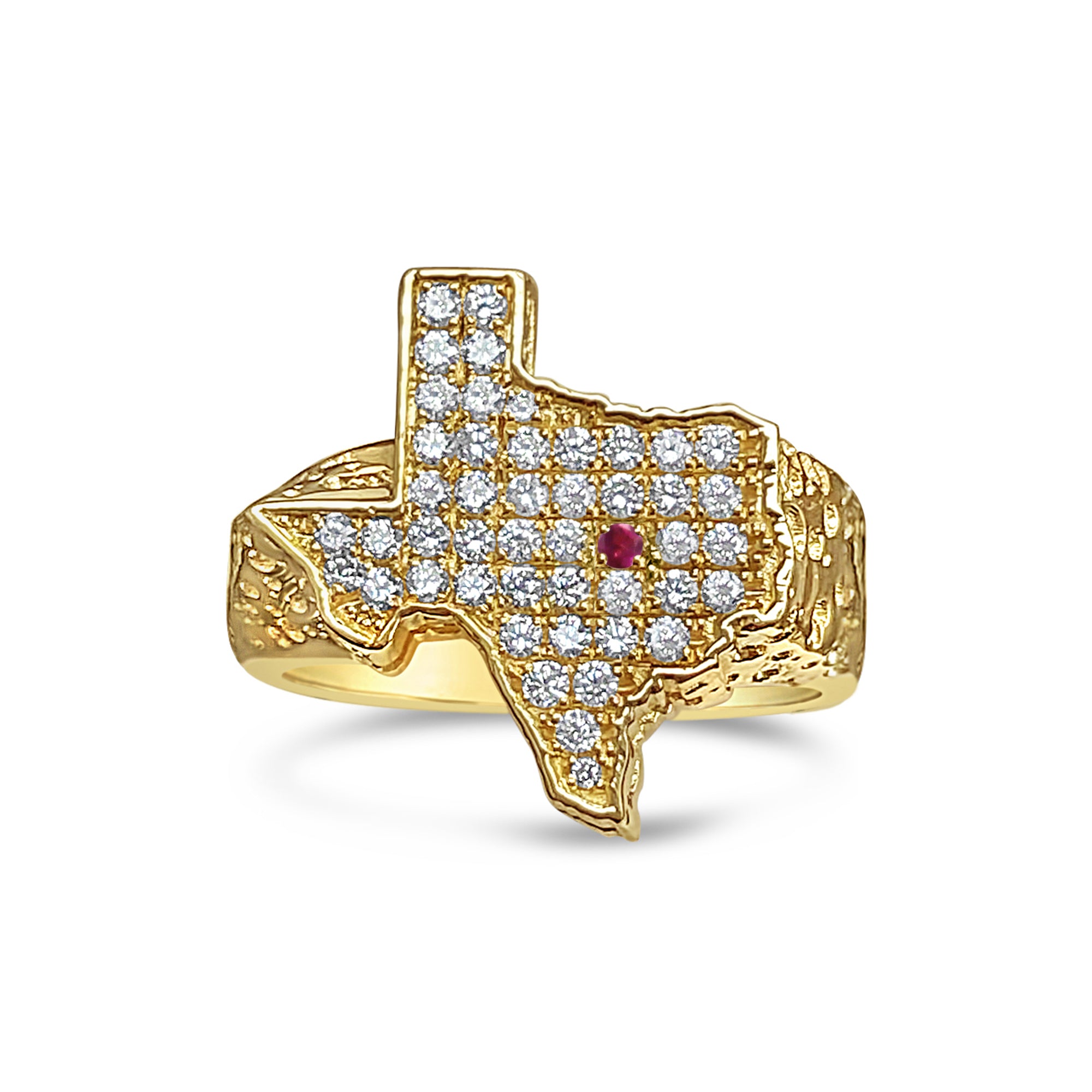 Texas Shaped Diamond Nugget Ring - 14K Gold or Sterling Silver Texas Jewelry for Women - Perfect for Western Style, Cowgirl Fashion & Lone Star State Pride Gifts