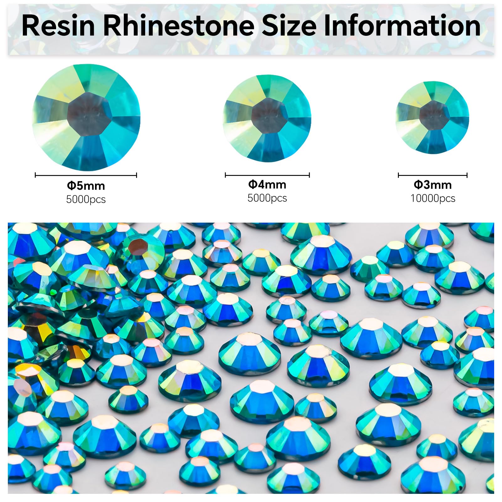 5000PCS 5mm Aquamarine AB Rhinestones - Flat Back Round Jelly Non-Hotfix Crystal Gems for DIY Crafts, Nail Art, Clothing Decoration, Tumbler Customization & Handmade Jewelry Making - Bulk Wholesale Rhinestone Supplies