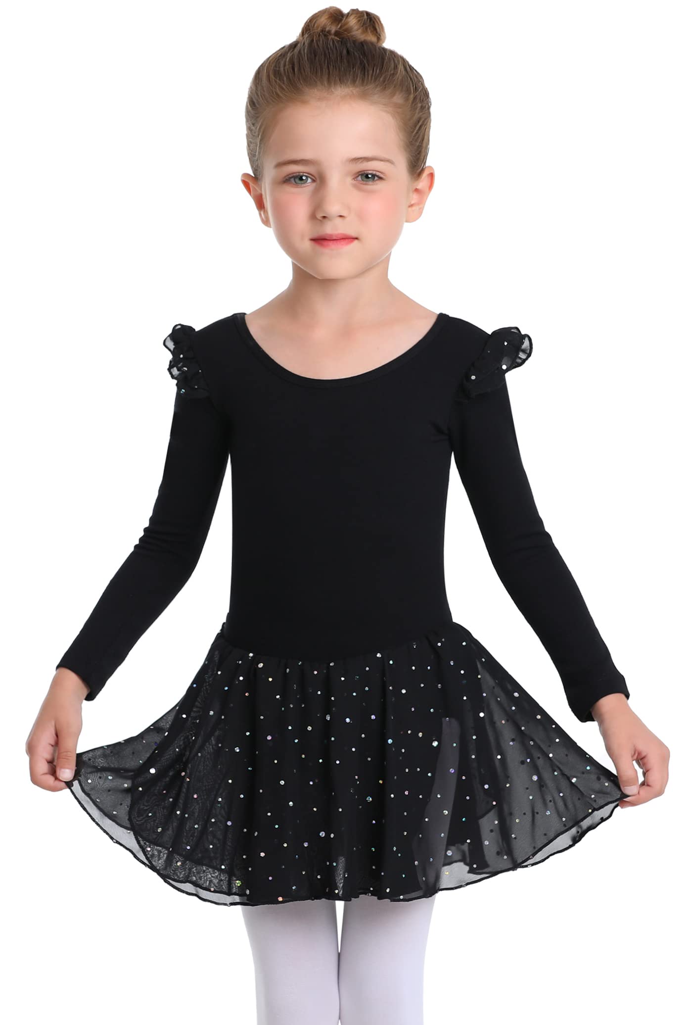 MdnMd Toddler Girls Ballet Leotard with Skirt - Short Sleeve Dance Dress for Ballerina Class & Performance | Perfect for Recitals, Dance Practice, and Ballet Costumes