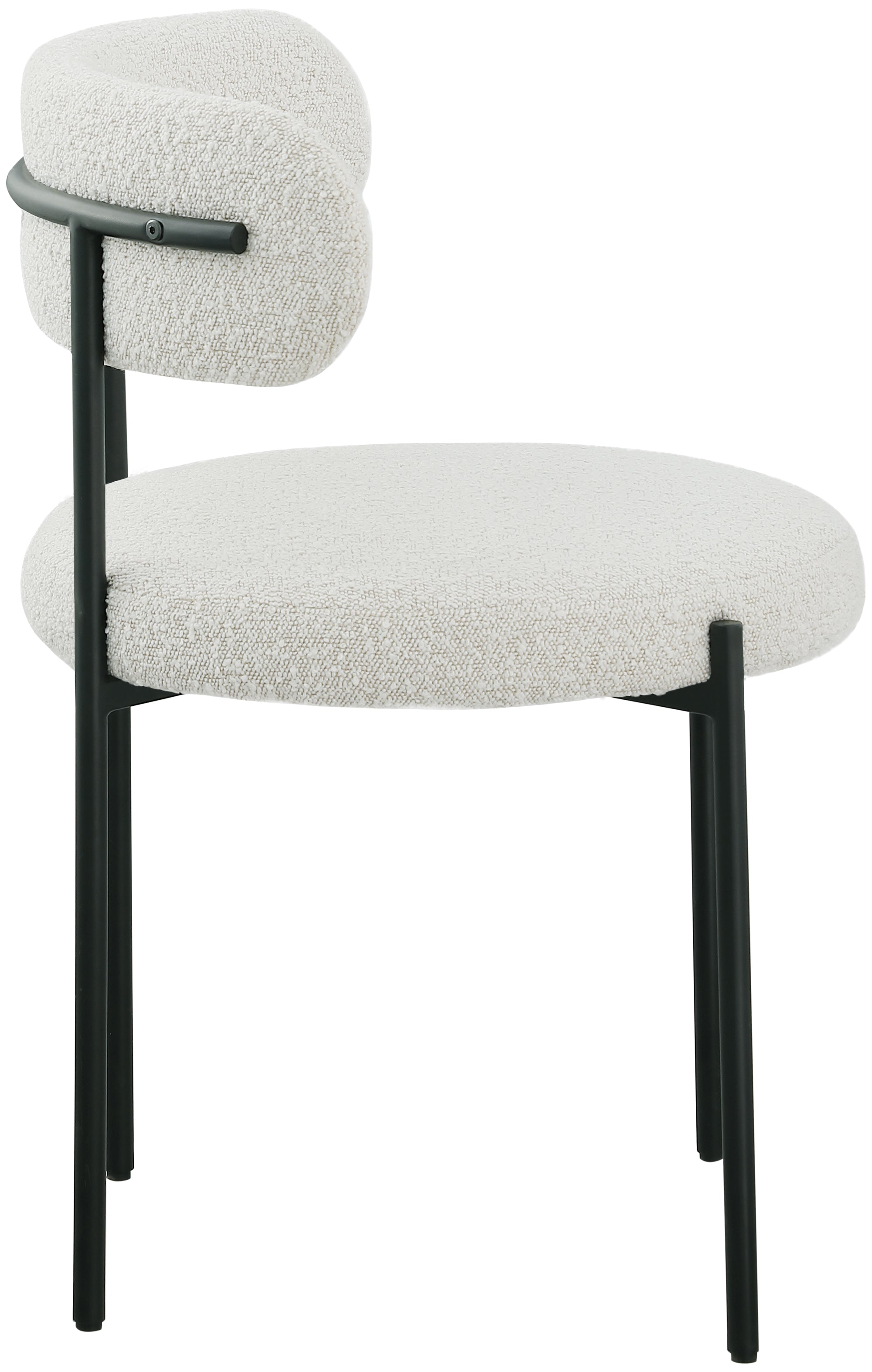 Luxury Boucle Fabric Dining Chair - Modern Upholstered Accent Chair for Dining Room, Living Room & Office - Soft & Comfortable Seat with Sturdy Metal Legs