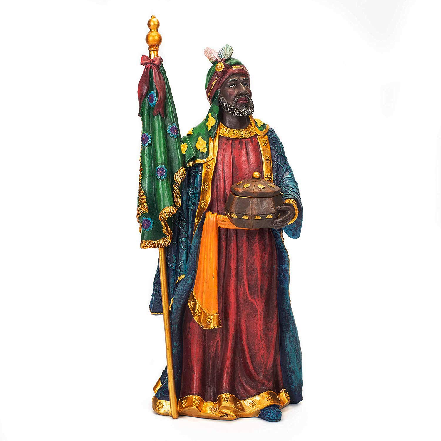 Three Kings Gifts Nativity Set - 4-Piece Polystone Wise Men & Christmas Star Figurines with Flat Bottom Base for Stability | Perfect for Home Decor, Christmas Displays & 12-Inch Scale Collections | Ideal for Holiday Tabletop Decorations & Nativity Scene Displays
