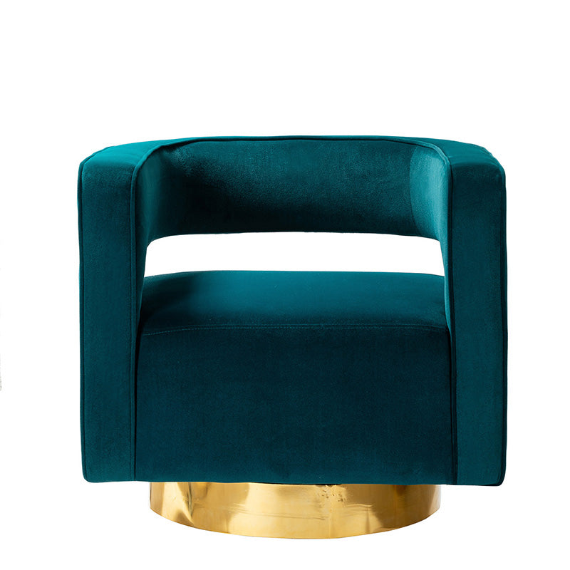 Agata Velvet Swivel Barrel Armchair - Modern Velvet Accent Chair with 360° Rotation for Living Room, Bedroom & Office