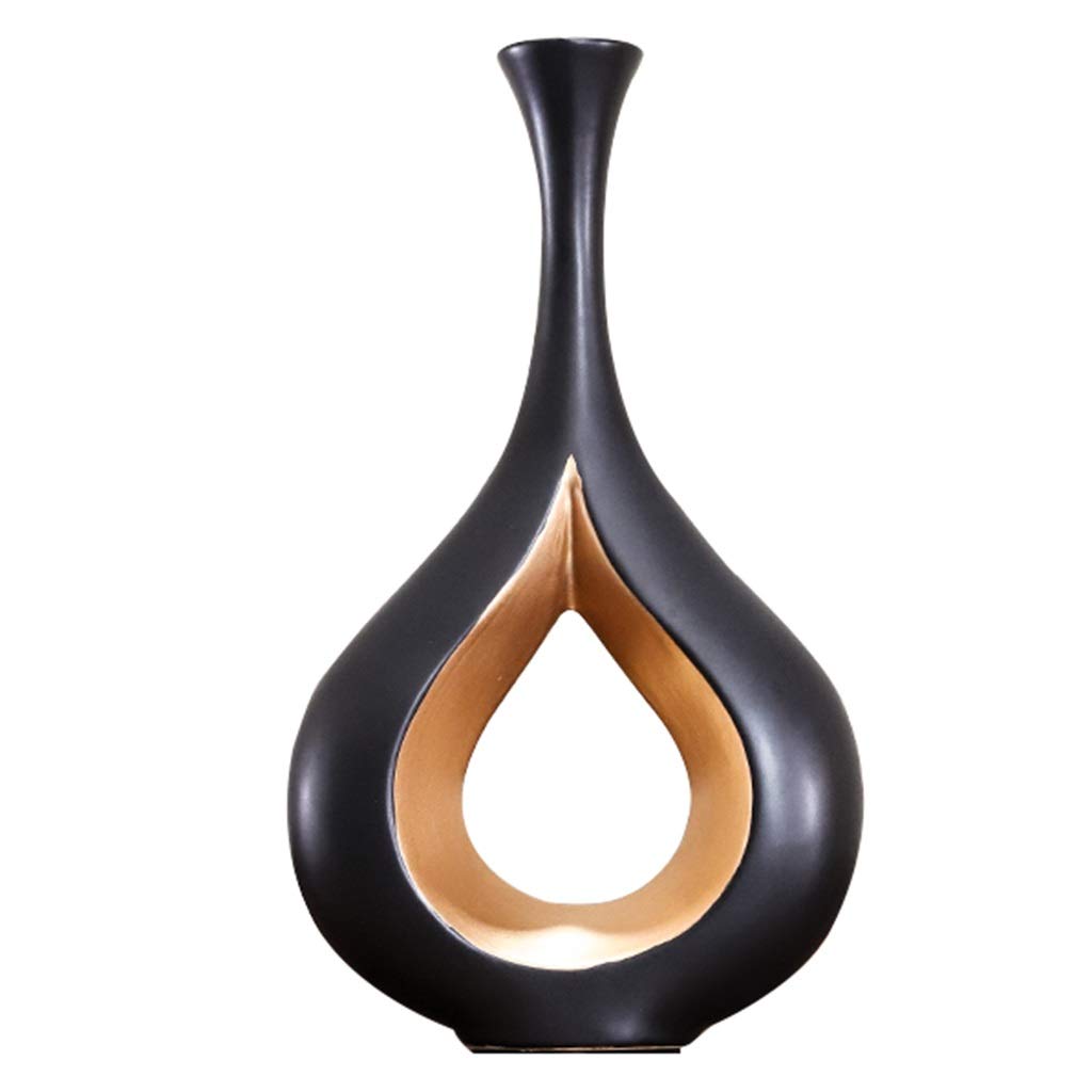 Modern Ceramic Vase for Home Decor - Elegant Black Centerpiece for Living Room, Kitchen, Office, Wedding & Gifts (20.7×35 cm) | Perfect for Tabletop Decor & Housewarming Presents
