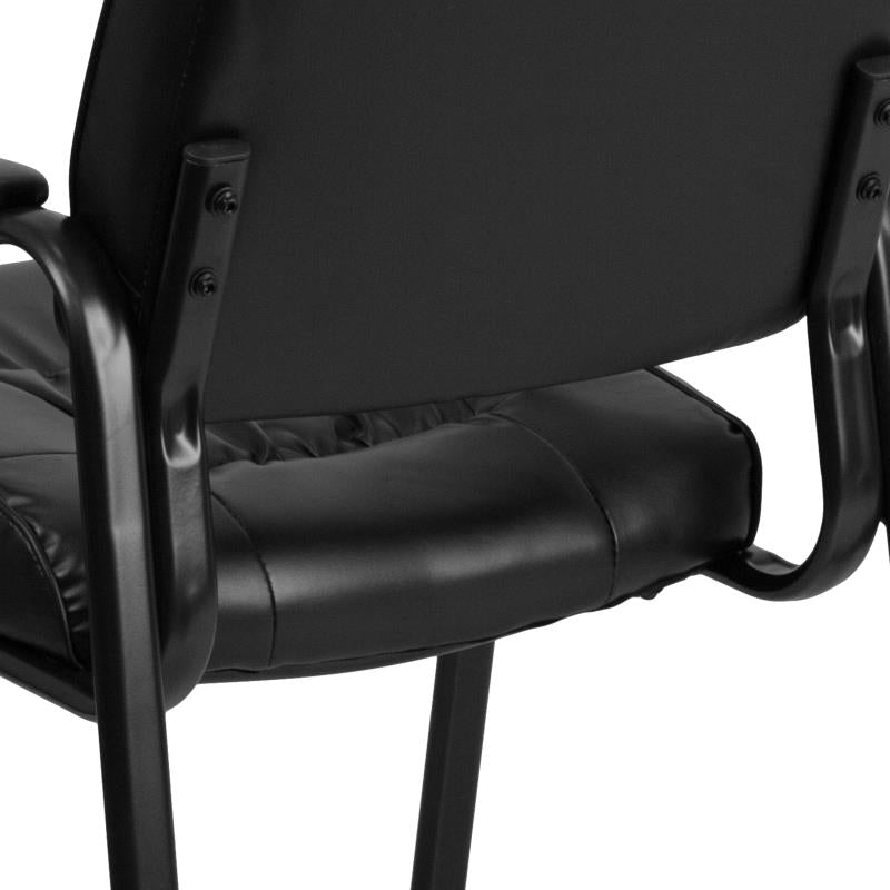 Premium FLASH Haeger Leather Executive Office Chair - Black Metal Frame Reception Seating for Professional Workspaces & Conference Rooms