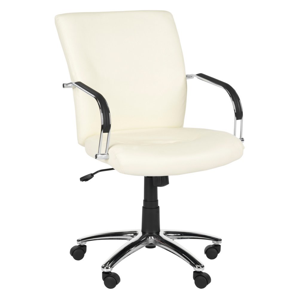 SAFAVIEH Lysette Cream Office Desk Chair - Ergonomic Rolling Swivel Chair for Home Office, Study, or Workspace - Modern Cream Upholstered Computer Chair with Wheels