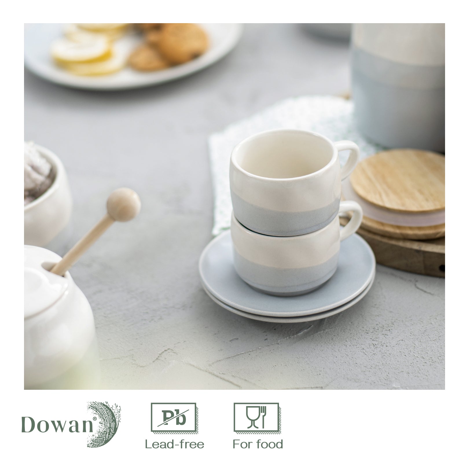 Premium Espresso Cups with Saucers - 3 oz Ceramic Coffee Cups Set of 4 - Perfect for Home, Office & Italian Coffee Shops