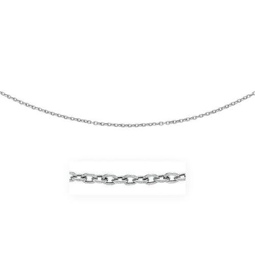 14K White Gold 3.5mm Textured Link Pendant Chain Necklace - 18 Inch Length for Women, Gift for Her, Valentine's Day, Anniversary, Birthday, Wedding Jewelry