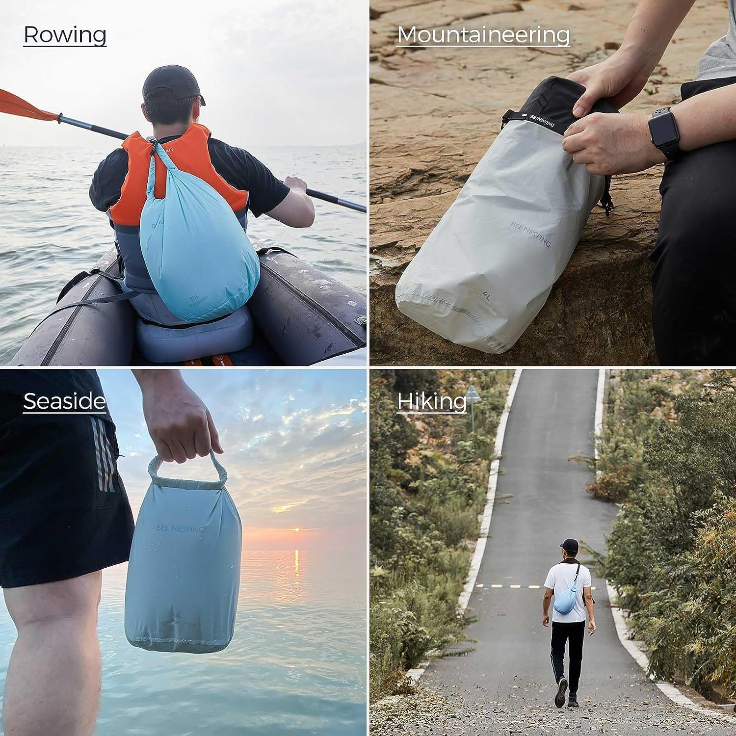 Ultralight Waterproof Dry Bag Set of 3 - Lightweight Dry Sacks for Backpacking, Camping, Hiking, Kayaking, Motorcycle & Travel Gear Storage - Perfect for Outdoor Adventures and Water Sports