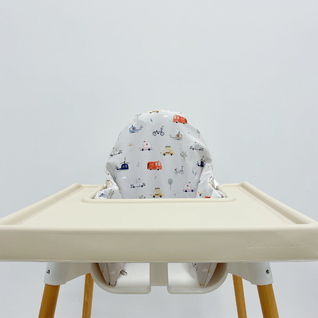 IKEA Highchair Cushion Cover - Waterproof & Washable Baby Chair Seat Cover with Traffic Print Design - Perfect for Dining, Feeding, and Toddler Mealtime